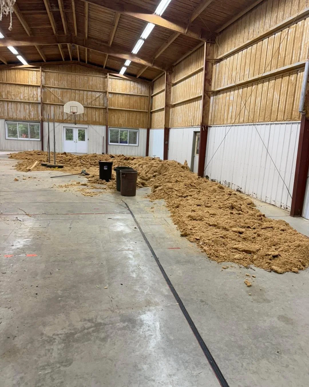 As of last night the rec hall insulation that will come down is off the walls and ceiling and all the debris is cleaned up!
Thank you to everyone who made this project possible! Lots of hands and hours went into this much needed update to the space.
