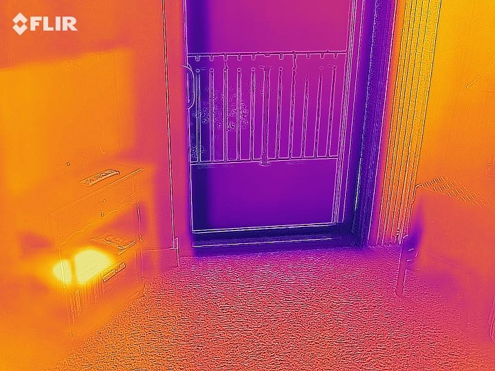 Infrared Camera showing wet spot on lower right