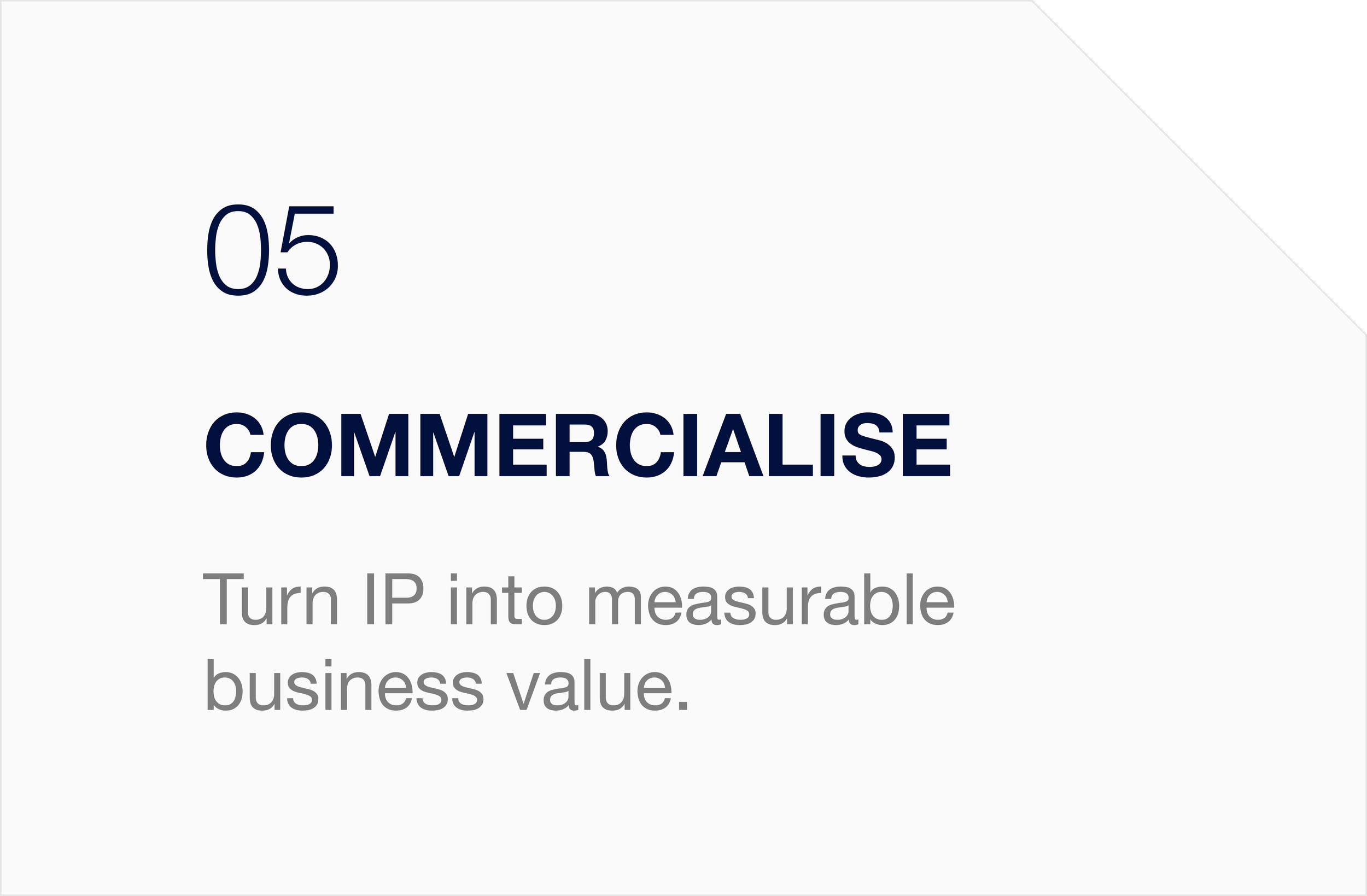 COMMERCIALISE -  turn an IP into measurable business value.