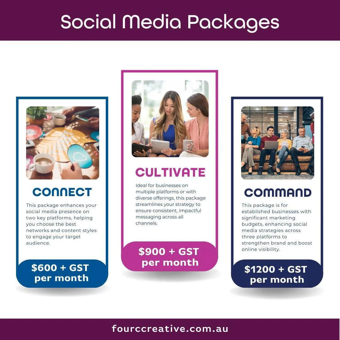 🚀 Unlock Your Social Media Potential with FourC Creative! 🚀

Whether you're just starting or ready to take your social media to the next level, we have a package crafted for every stage of growth:

✨ Connect - Perfect for small businesses looking t