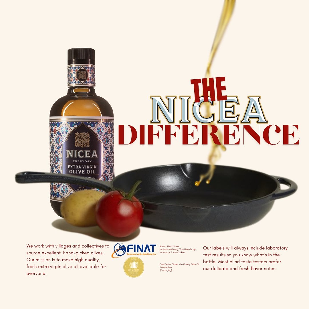 Olive oil is more popular than ever! Americans are buying 5% more every year. 🫒💛☀️
*
At Nicea, we made it our mission to bring transparency right to your table. Because you deserve to know what&rsquo;s in your bottle. Swipe through to discover the 