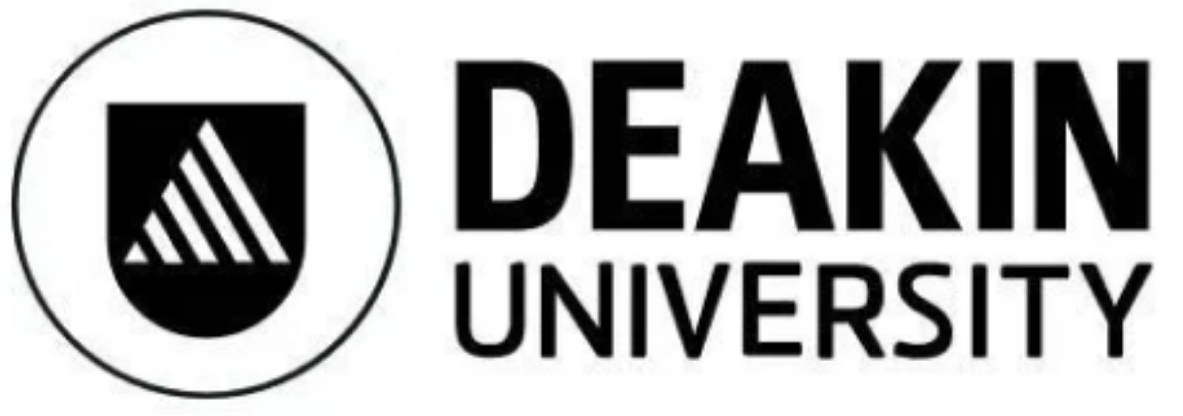 Deakin University logo with black circle and stylized 'A' symbol