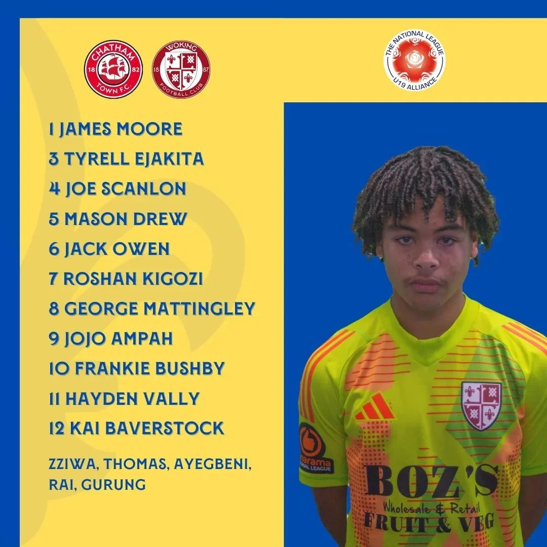 🟡𝗧𝗘𝗔𝗠 𝙉𝙀𝙒𝙎 🔵

This afternoon's u17 team to face Chatham in the National League Alliance