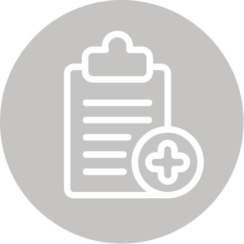 Icon of a clipboard with a medical cross, representing healthcare or medical records.