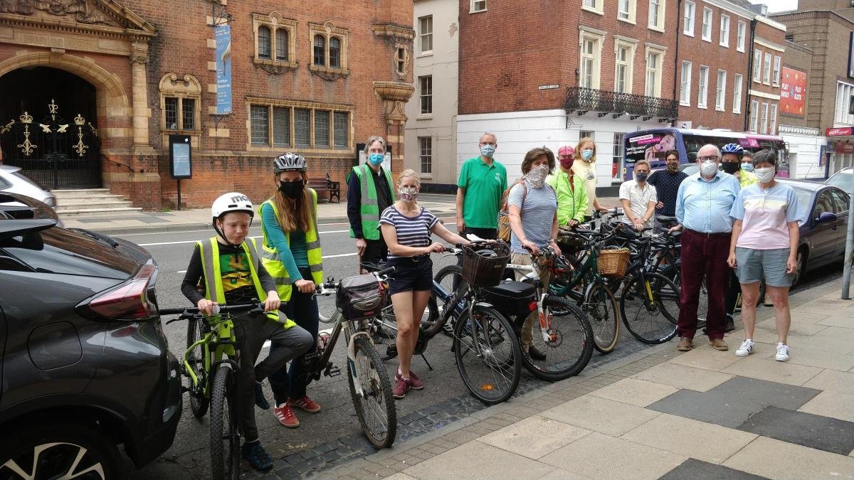 Protest in support of cycle parking opposite Museum & Art Gallery