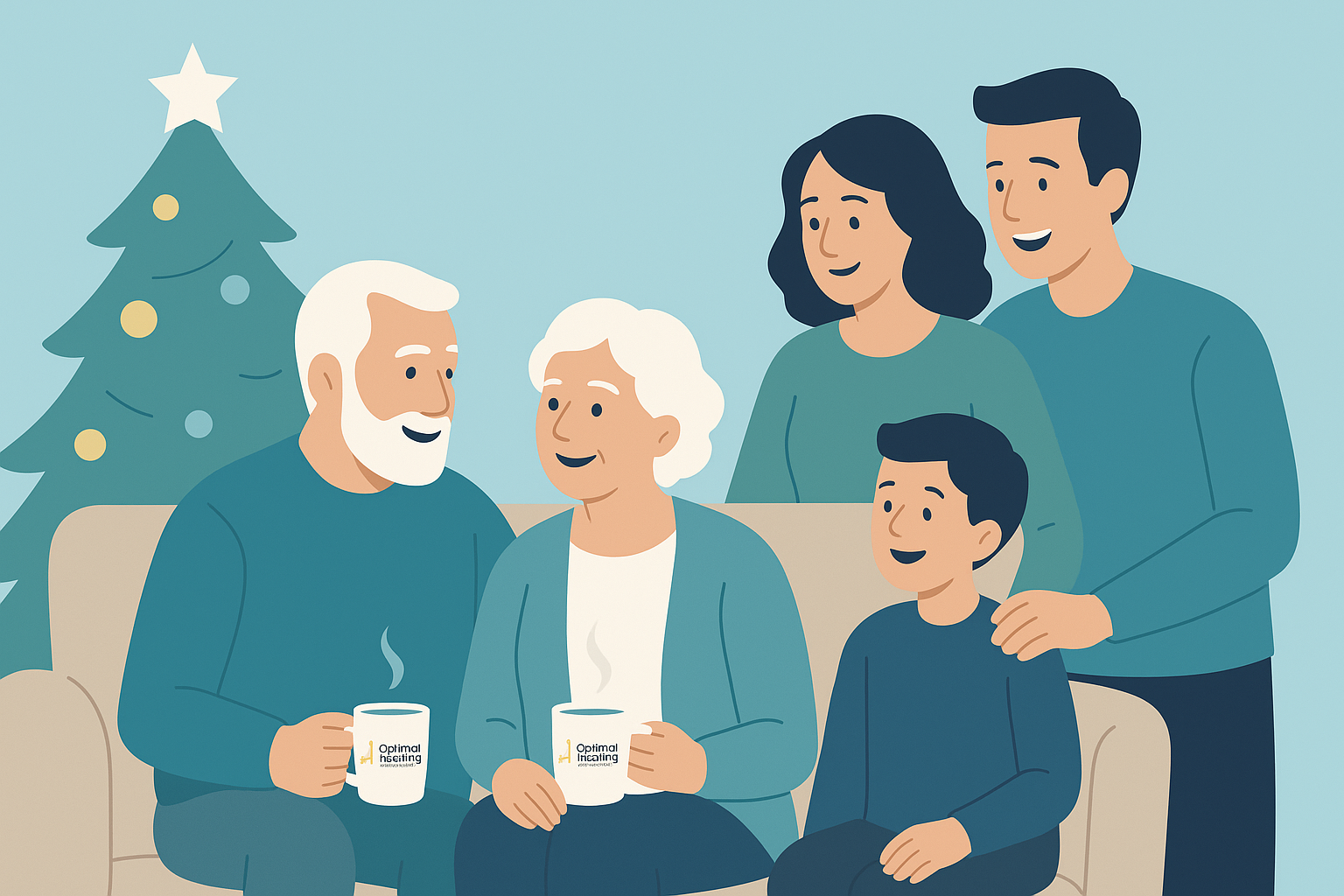 Family hearing well in social situation at Christmas