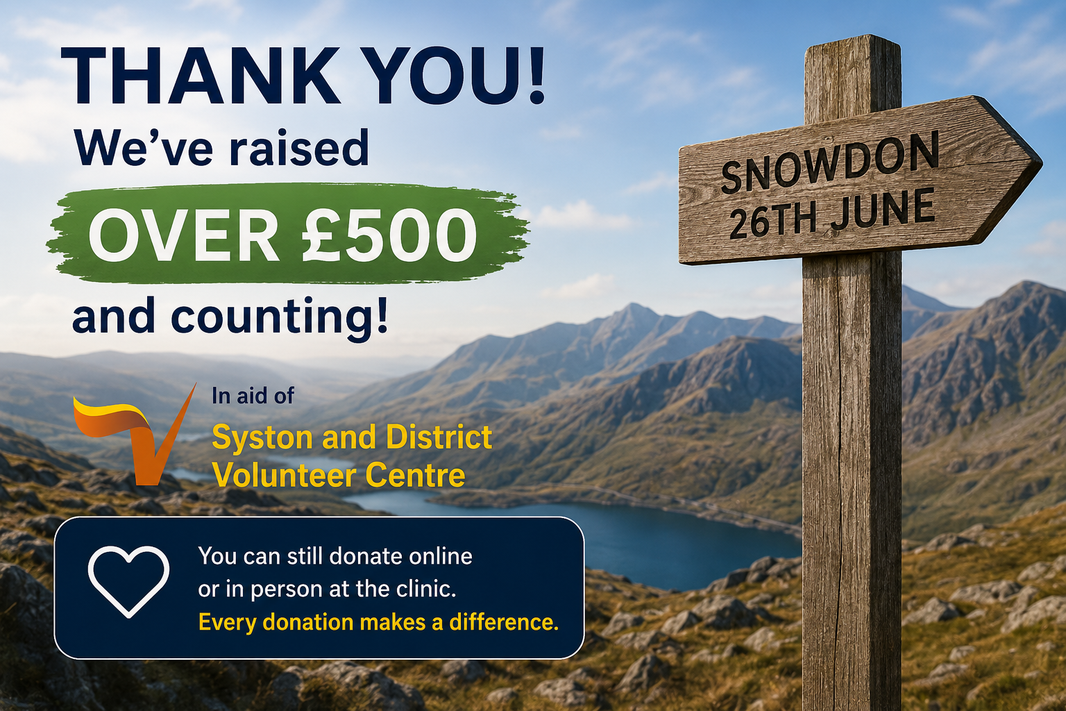 Snowdon over £500 charity update