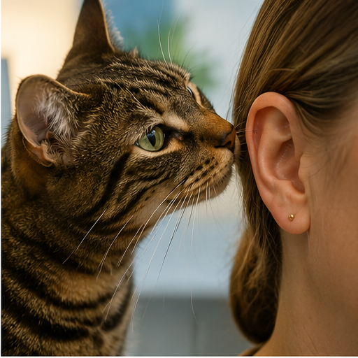 Cat attracted to small of earwax