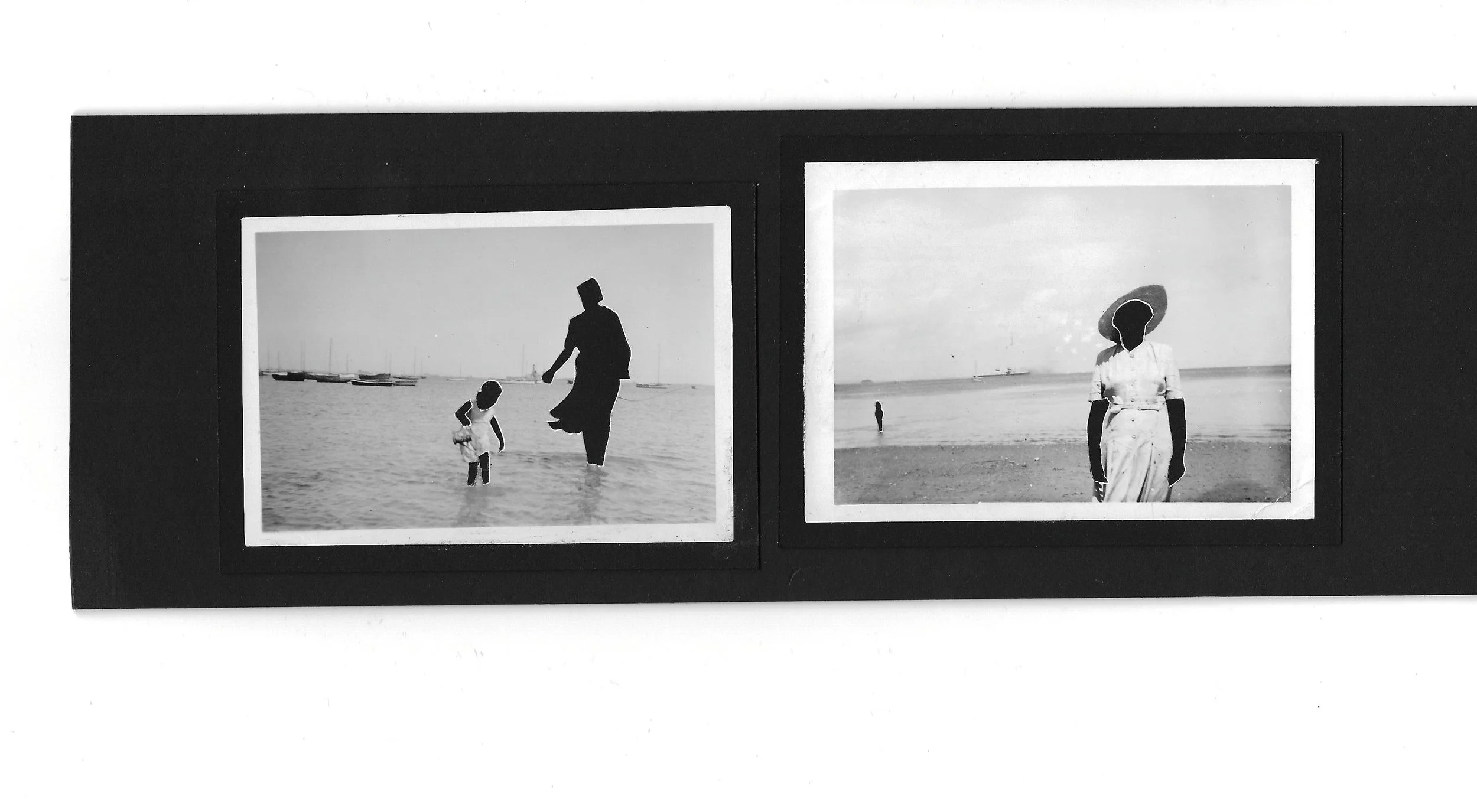 "La mer", 2025. Montage de photographies vernaculaires découpées au scalpel.