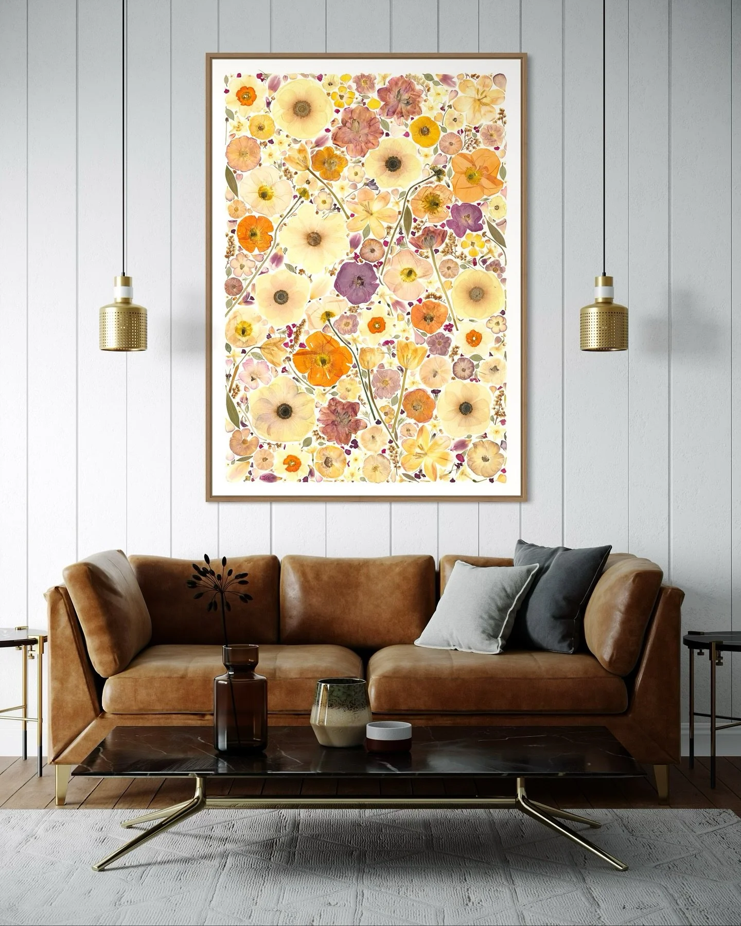 Rachel&rsquo;s bouquet hung on the wall using AI.