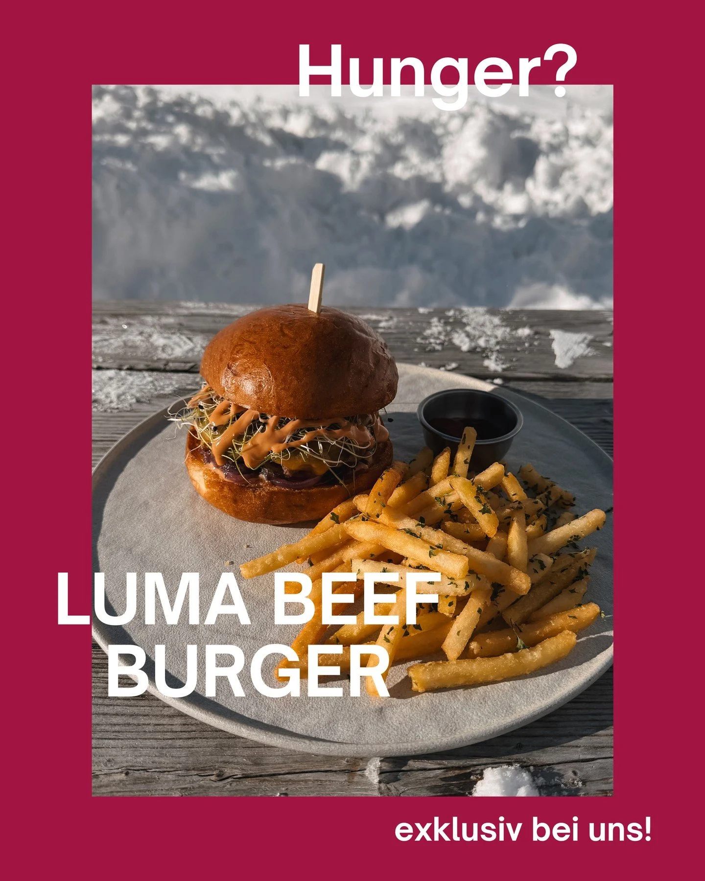 Achtung, gluschtig!⁠
Dieser sit h&uuml;tte Burger macht keine halben Sachen:⁠
⁠
🥩 150 g veredeltes Luma Beef⁠
🧀 geschmolzener K&auml;se⁠
🤍 cremige Burgersauce⁠
🌱 knackige Zwiebelsprossen⁠
🥯 softes Briochebun⁠
⁠
Aussen soft, innen saftig &ndash; 