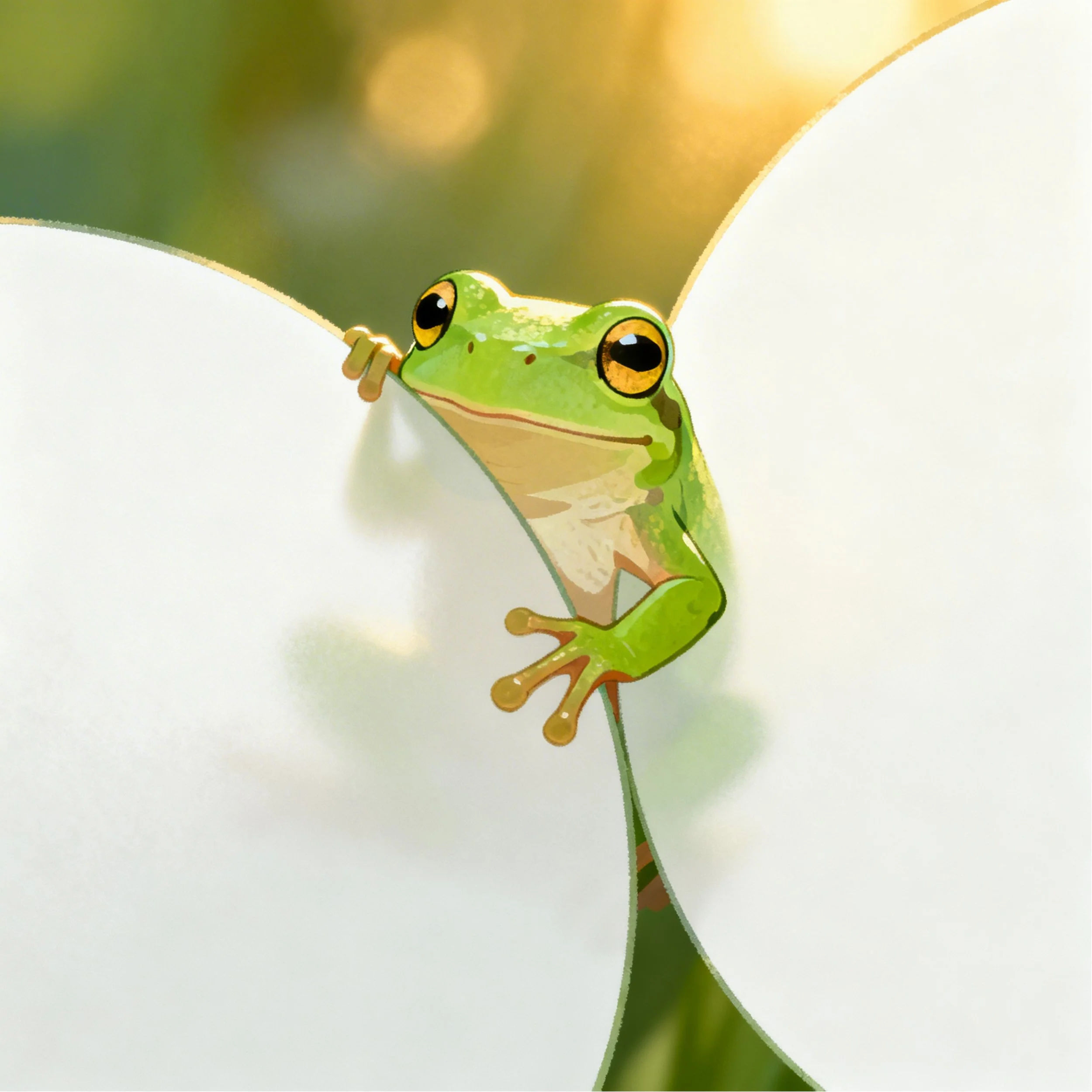 A painting of Masters of Energy, Hart the frog in front of a spiral green background. there is a Heart Chakra symbol on his belly.