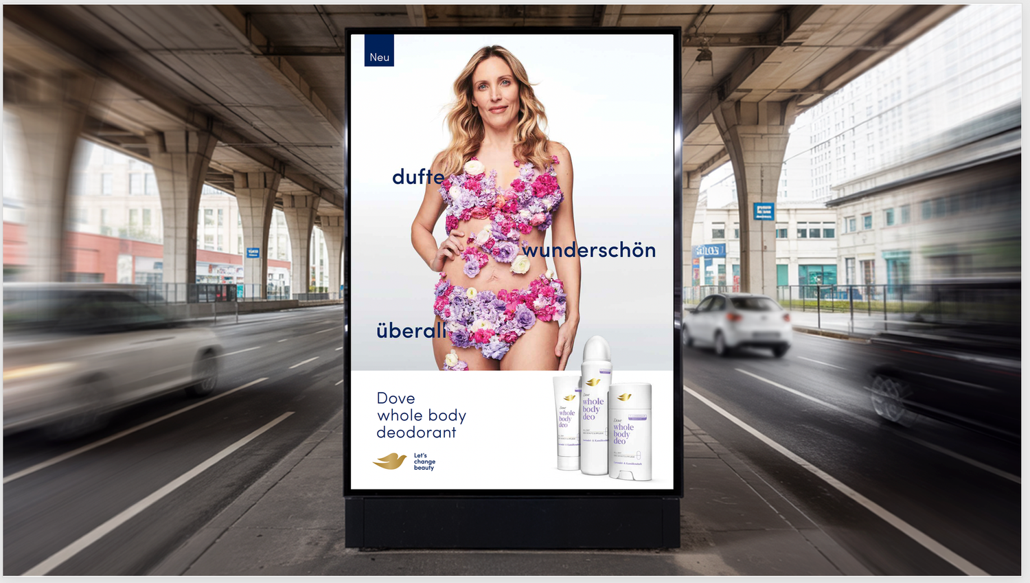 Dove digital billboard on a city street