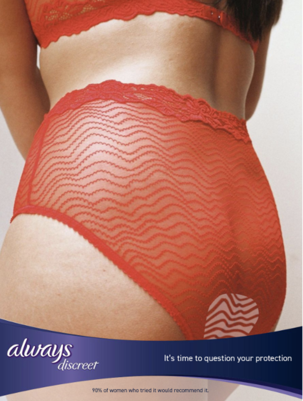 Always Discreet key visual: red lace underwear