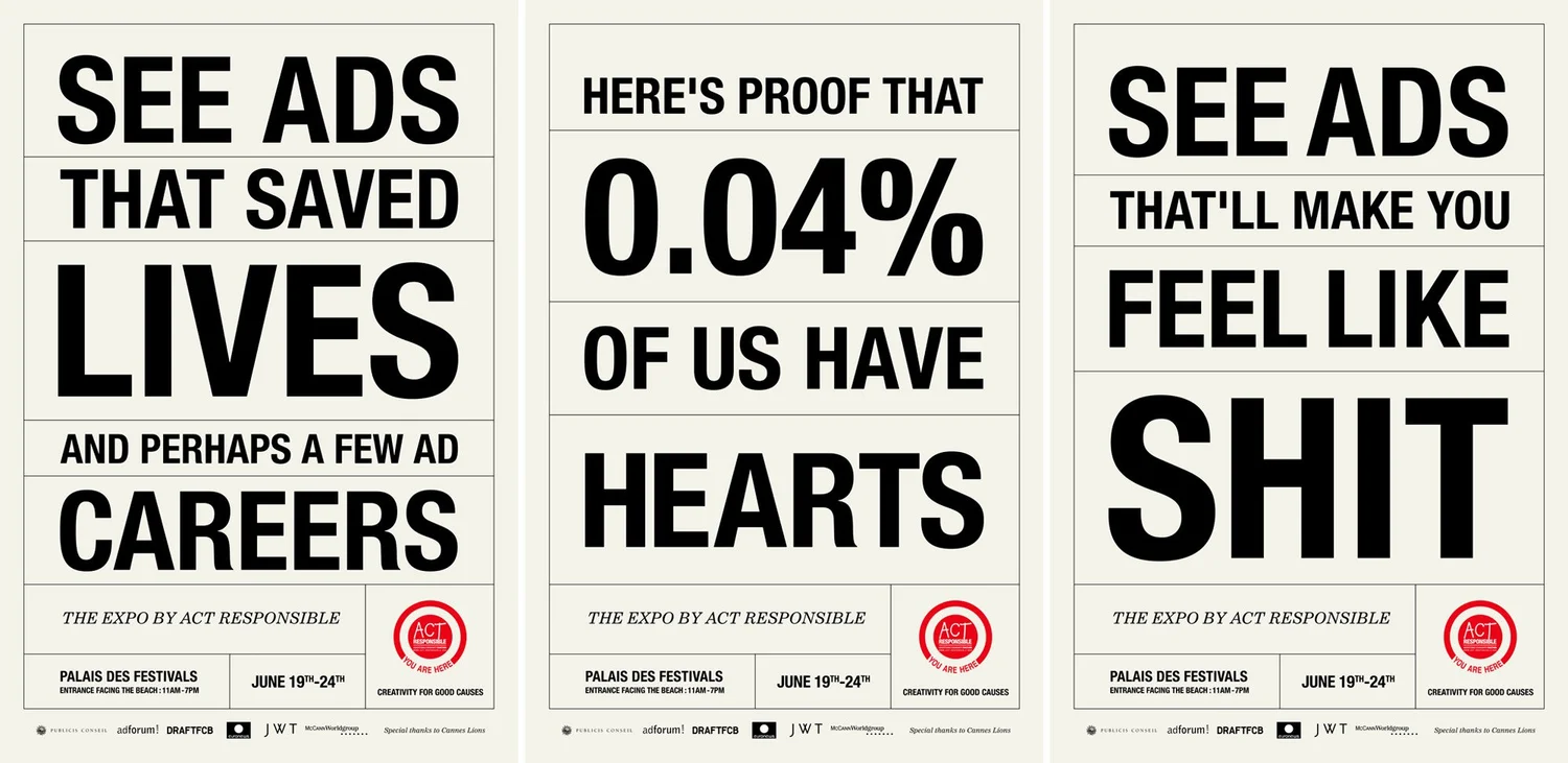 Three all-type posters for the ACT Responsible expo