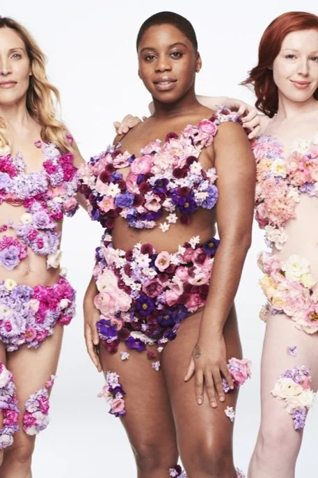 Dove whole body deodorant: real bodies adorned with flowers