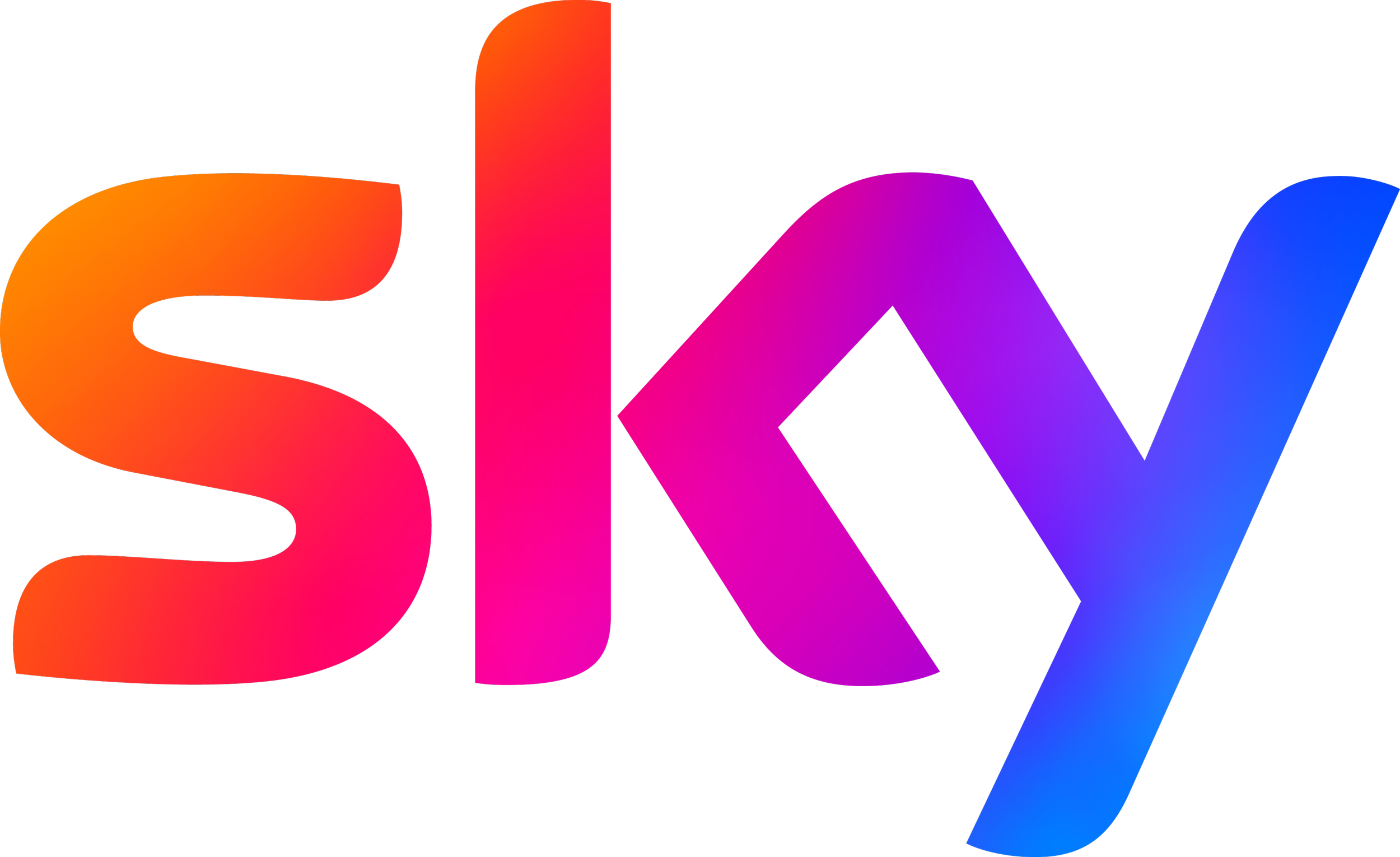 Close-up of a colorful digital artwork spelling out "SKY" in bold, gradient letters on a black background.