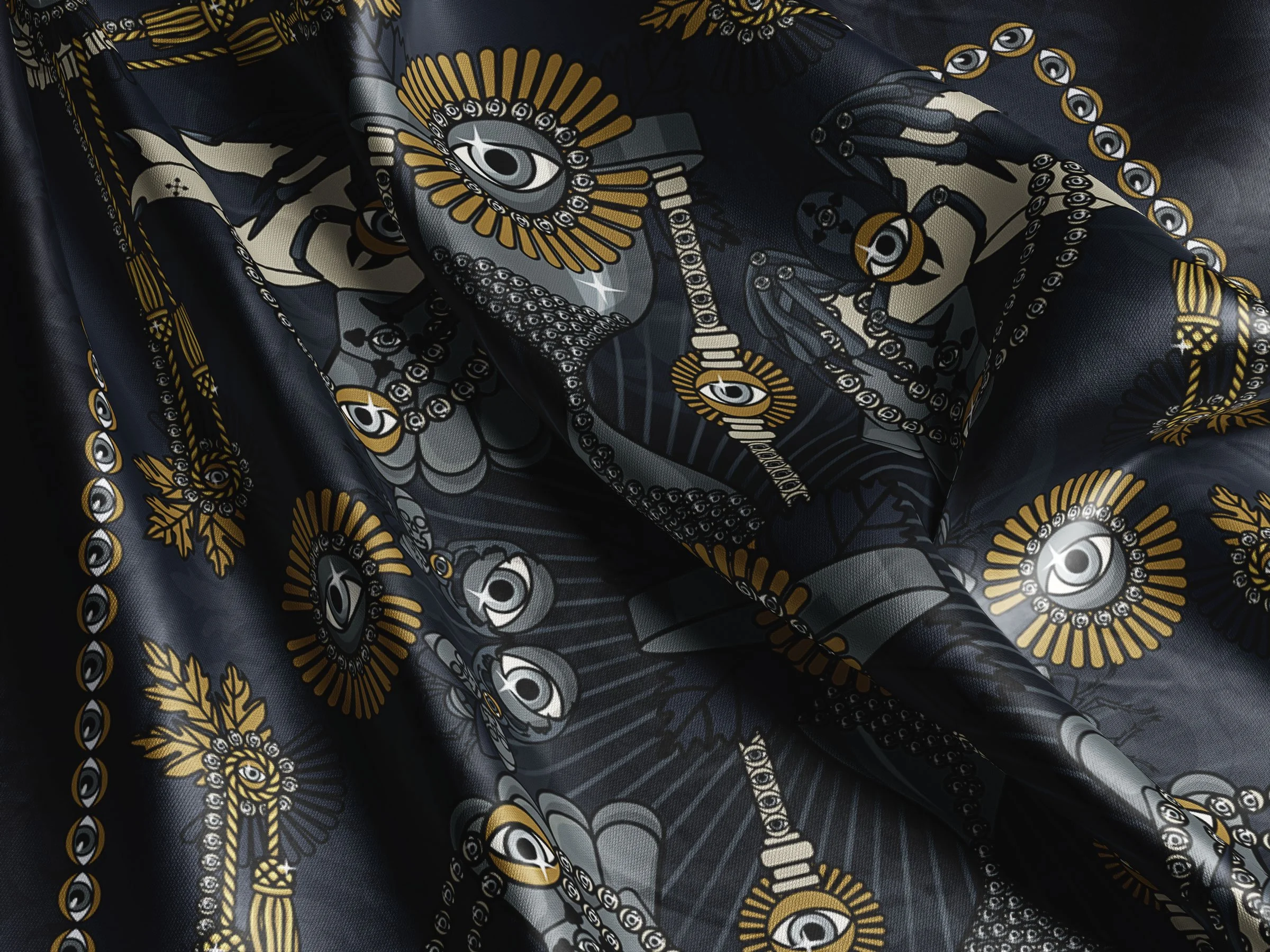 Silk detail from the Eye of Mystery collection by Much & Dust