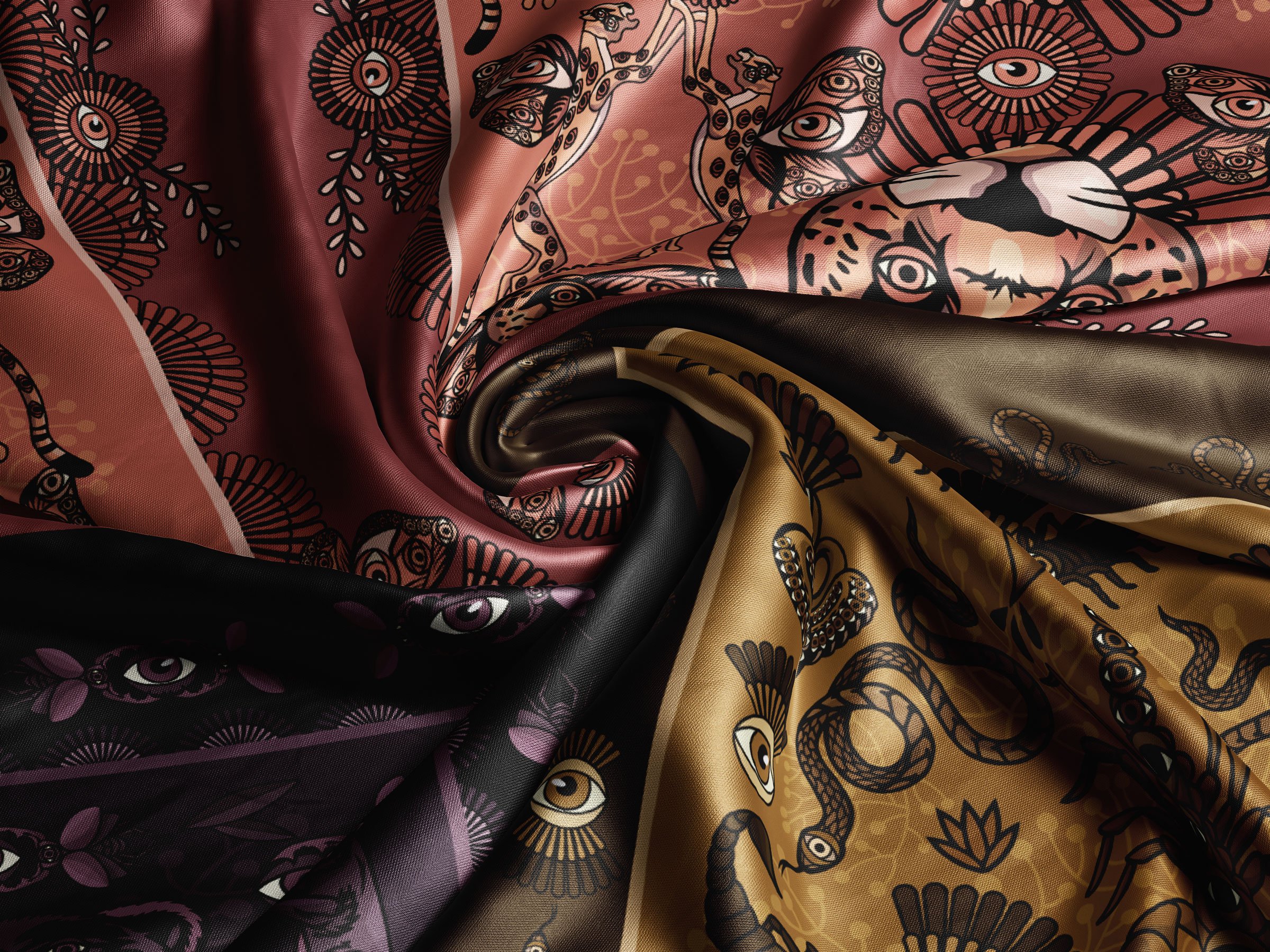 Luxury silk scarf from the Mysterious Wild collection by Much & Dust