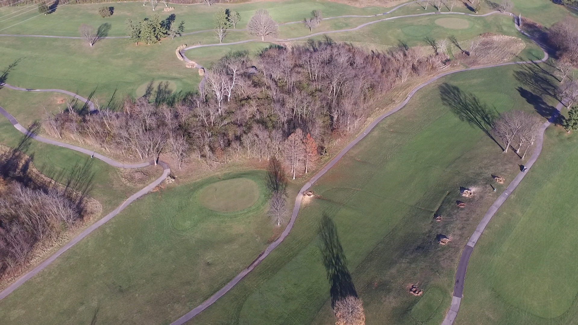 Aerial view of Neuman Golf Course after removing stumps.