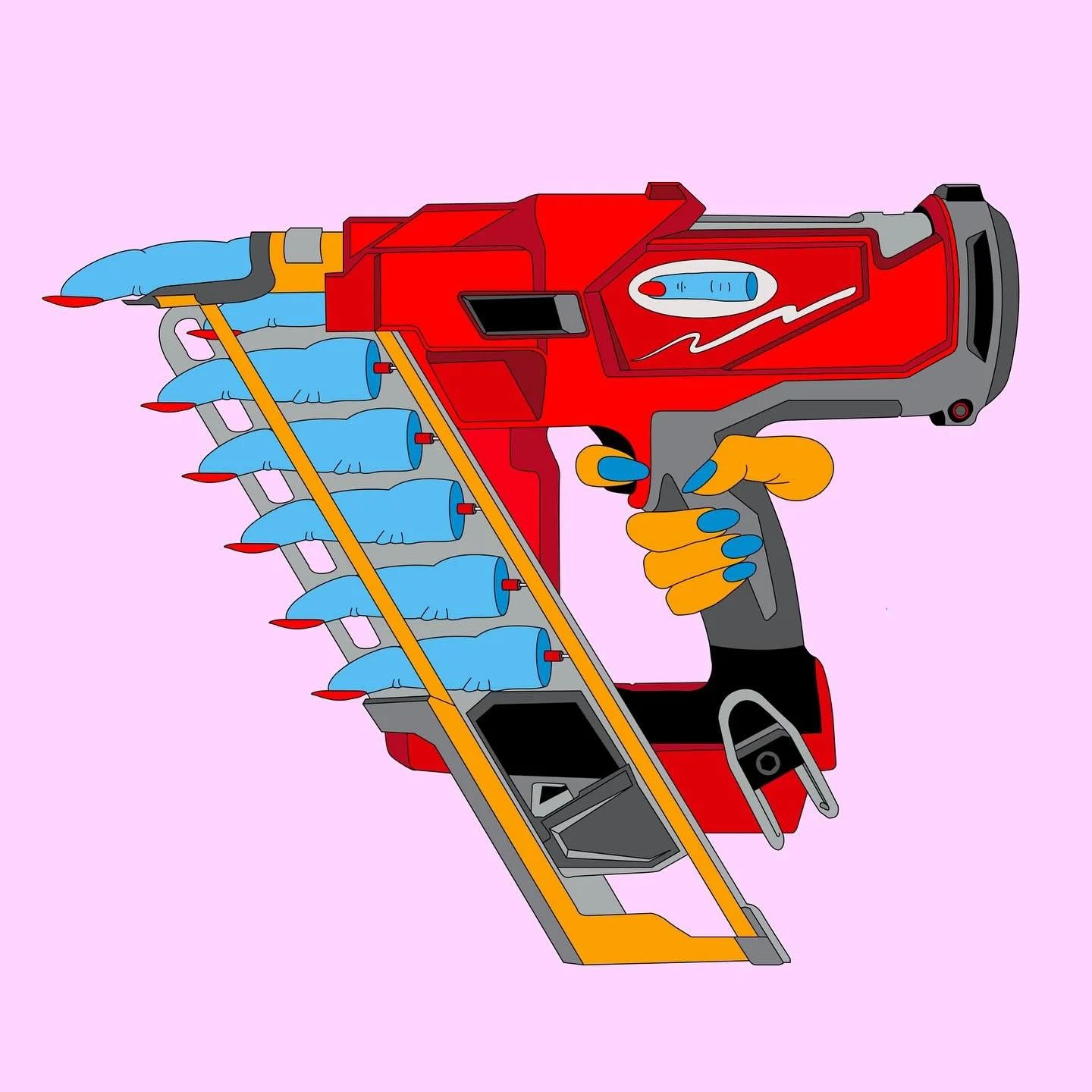 30 degree finger nailer. Finished prepping the woodcut layer files on this yesterday and I&rsquo;m unreasonably excited to make it in 3D. I&rsquo;m suddenly obsessed with power tools expect several more. 

#powertools #fingernailer #artist #popsurrea