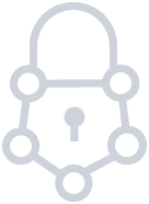 Outline of a lock enclosed within a chain link, symbolizing security or protection.