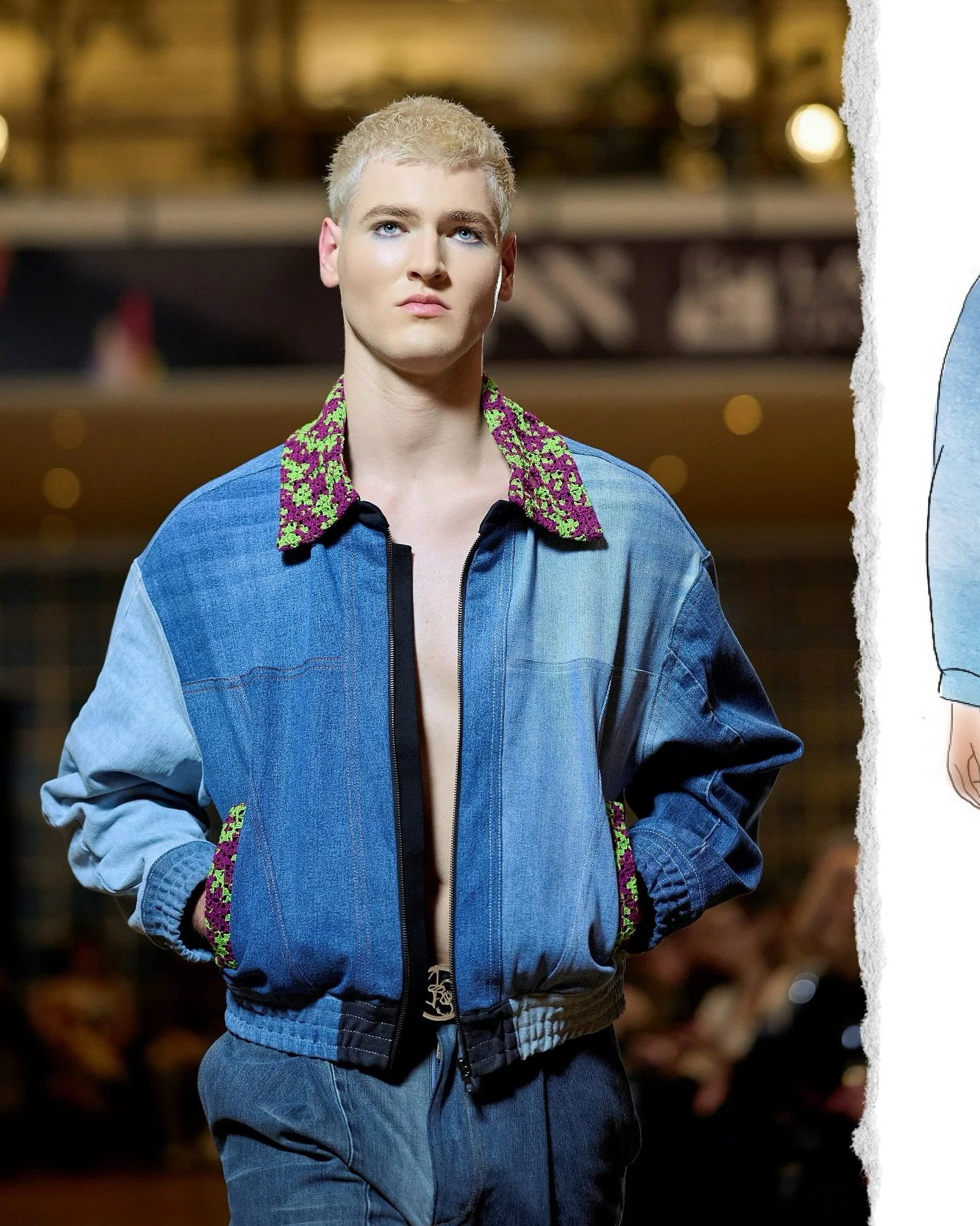 From the sketch to the runway✍🏽

Colours inspired by #keithharring 
Model: @cenzothi 
At the Zurich Fashion Week