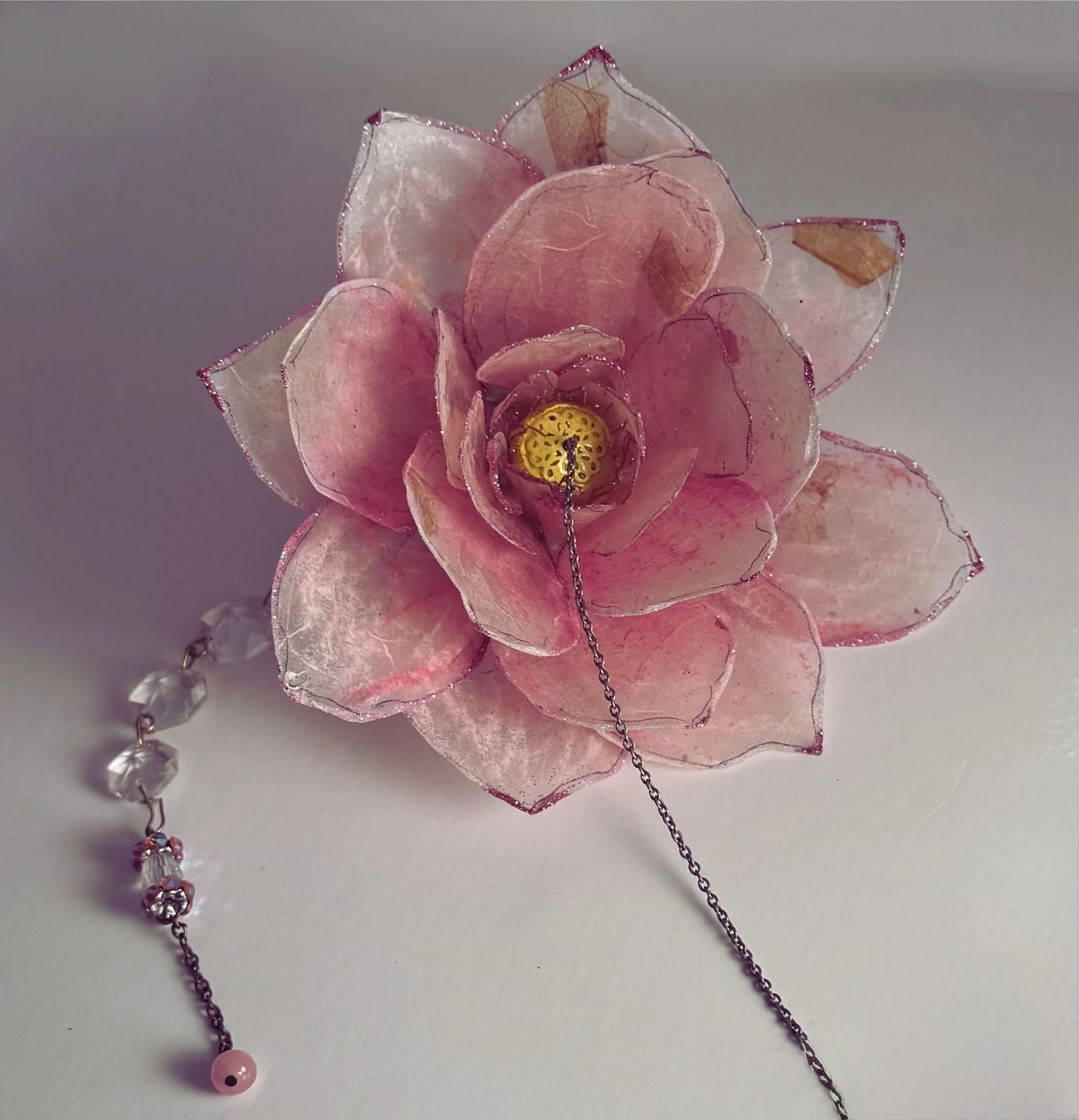 Lotus 2025 (not for sale)
Resin, paper, pastels & antique chandelier chrystal