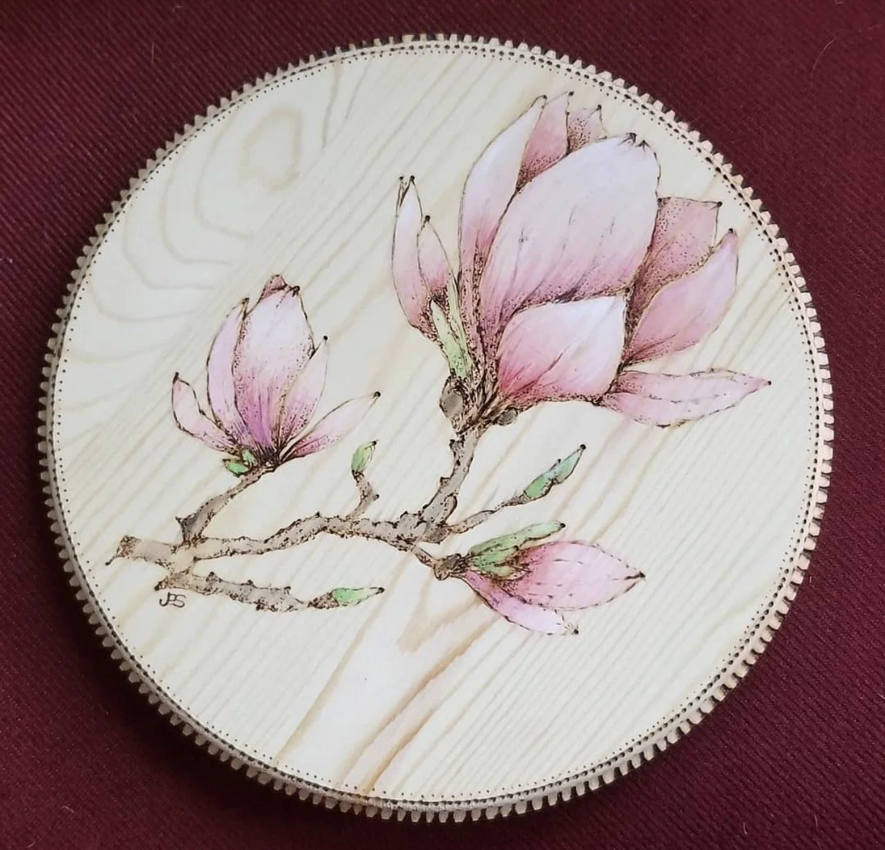 Wood, watercolor, pyrography 2021