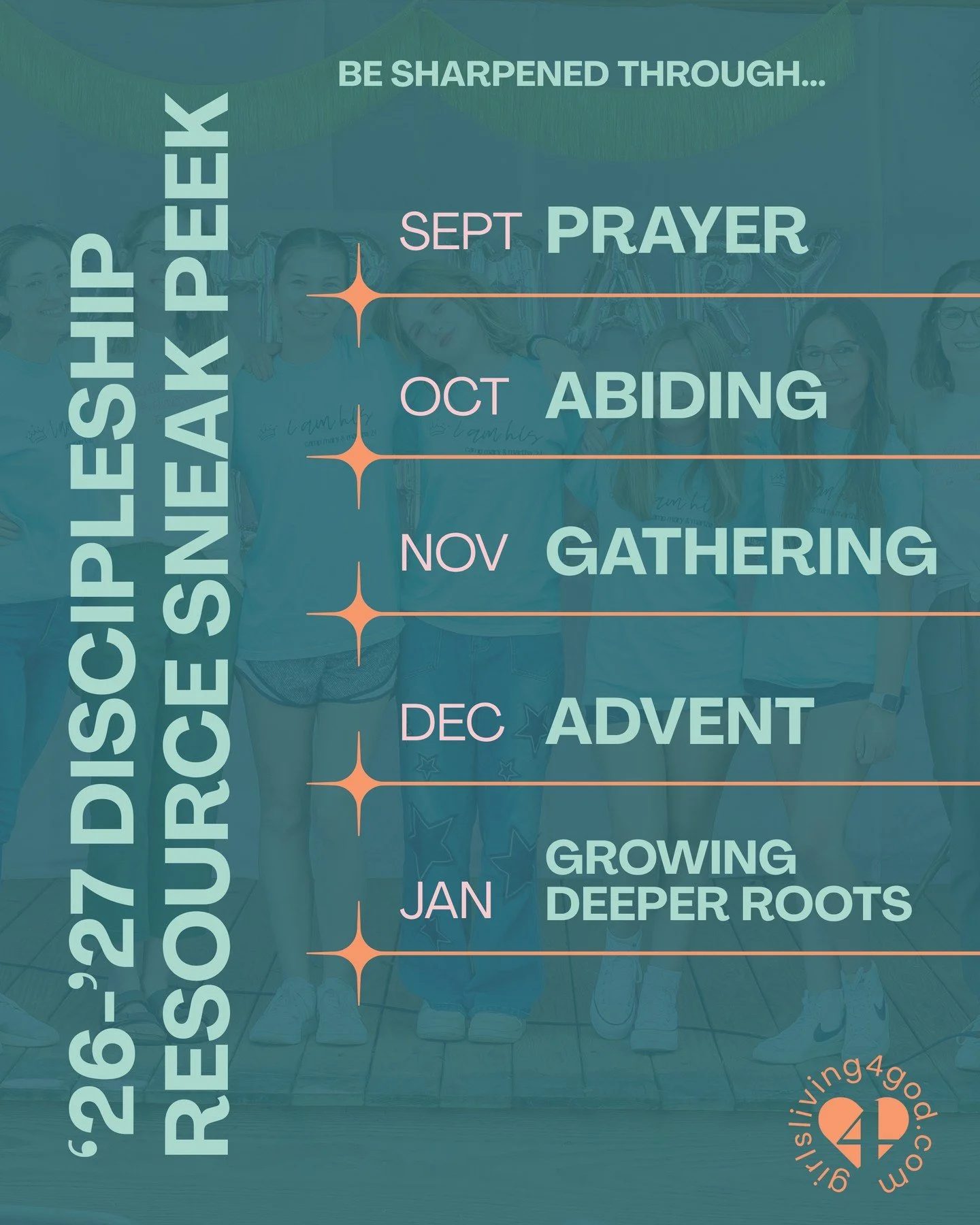 In 2026 and 2027, we see a vision of a movement of discipleship in the lives of teen girls.

𝙂𝙞𝙧𝙡𝙨, we want you to grow in your relationships with the Lord and we are called to grow together in community. Our desire is that you are engaged in 𝗱