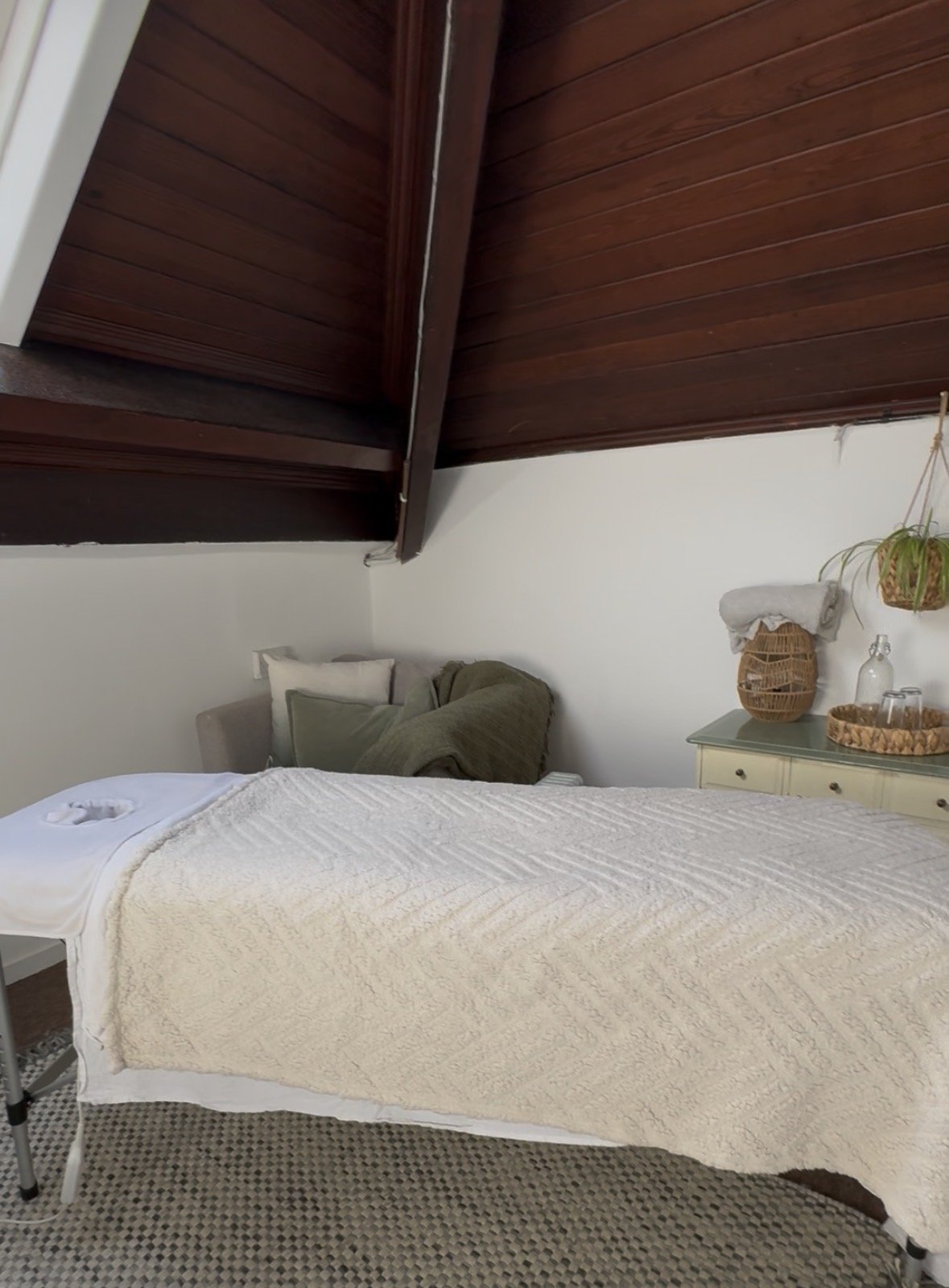 massage bed set up for wellbeing at a yoga retreat