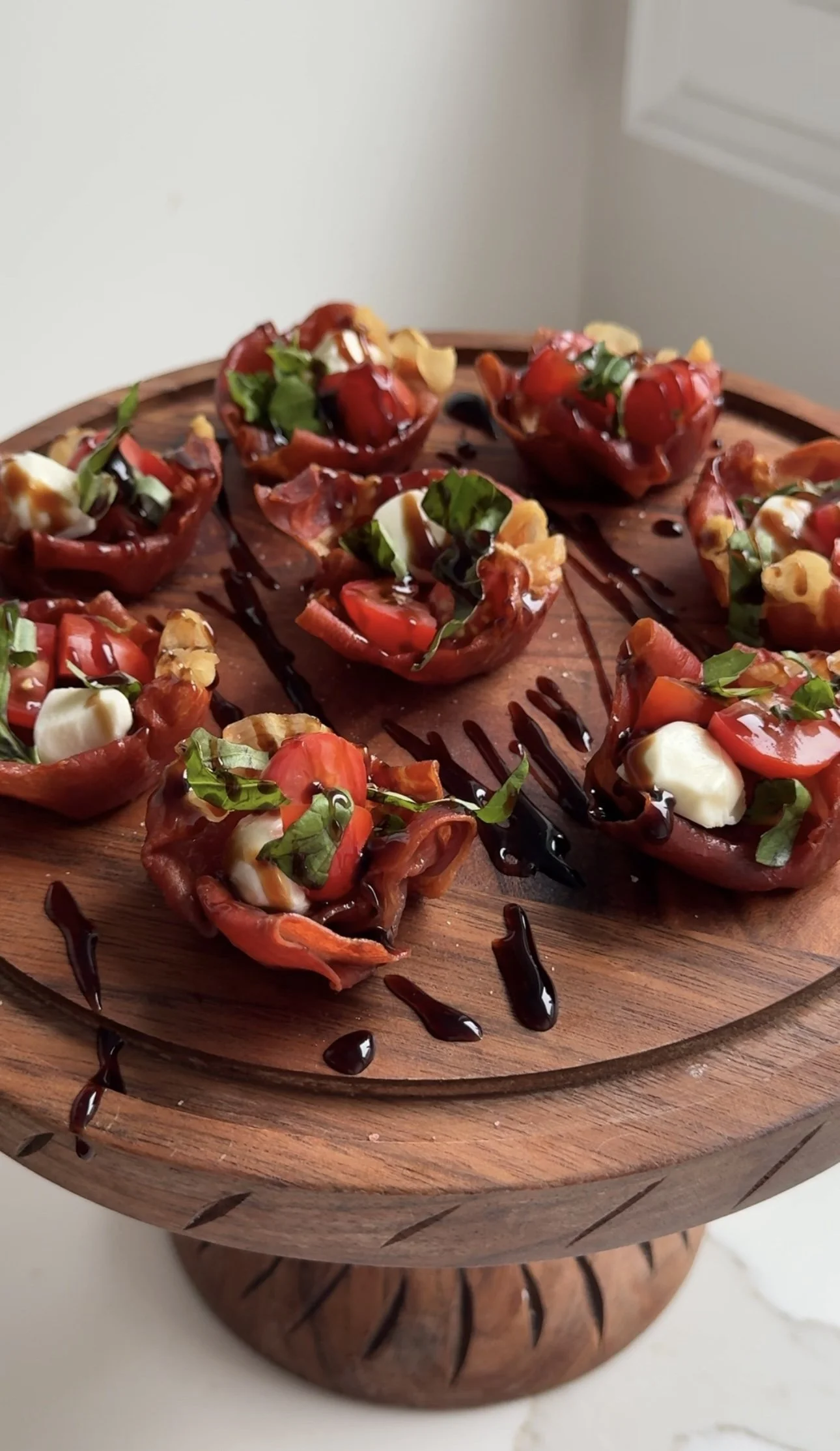 Crispy Prosciutto Caprese Cups