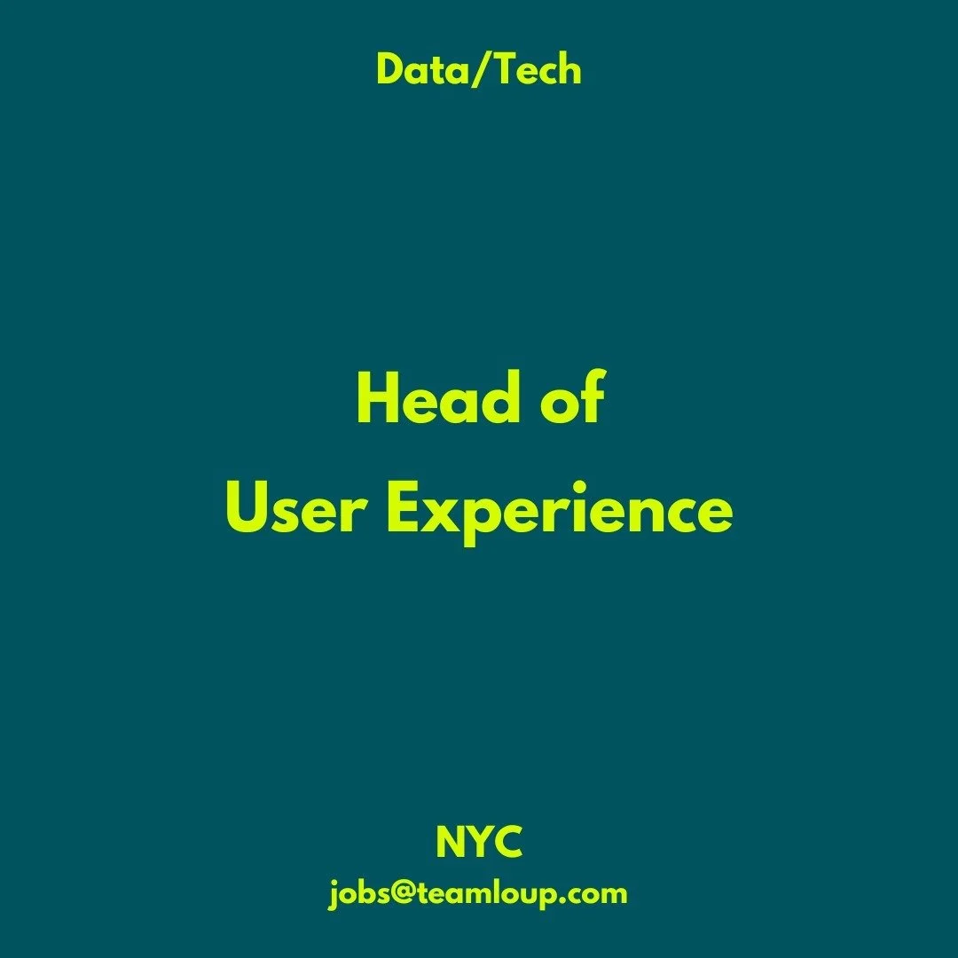 Looking for a UX Wizard 🧙🏼&zwj;♀️

✨ Position: Head of User Experience
🌎 Location: NYC
💼 Job Type: Full-time
📍 Location Type: Hybrid

DM us or comment if interested or know anyone that is. Also, you can drop us a note at jobs@teamloup.com!

#UXM