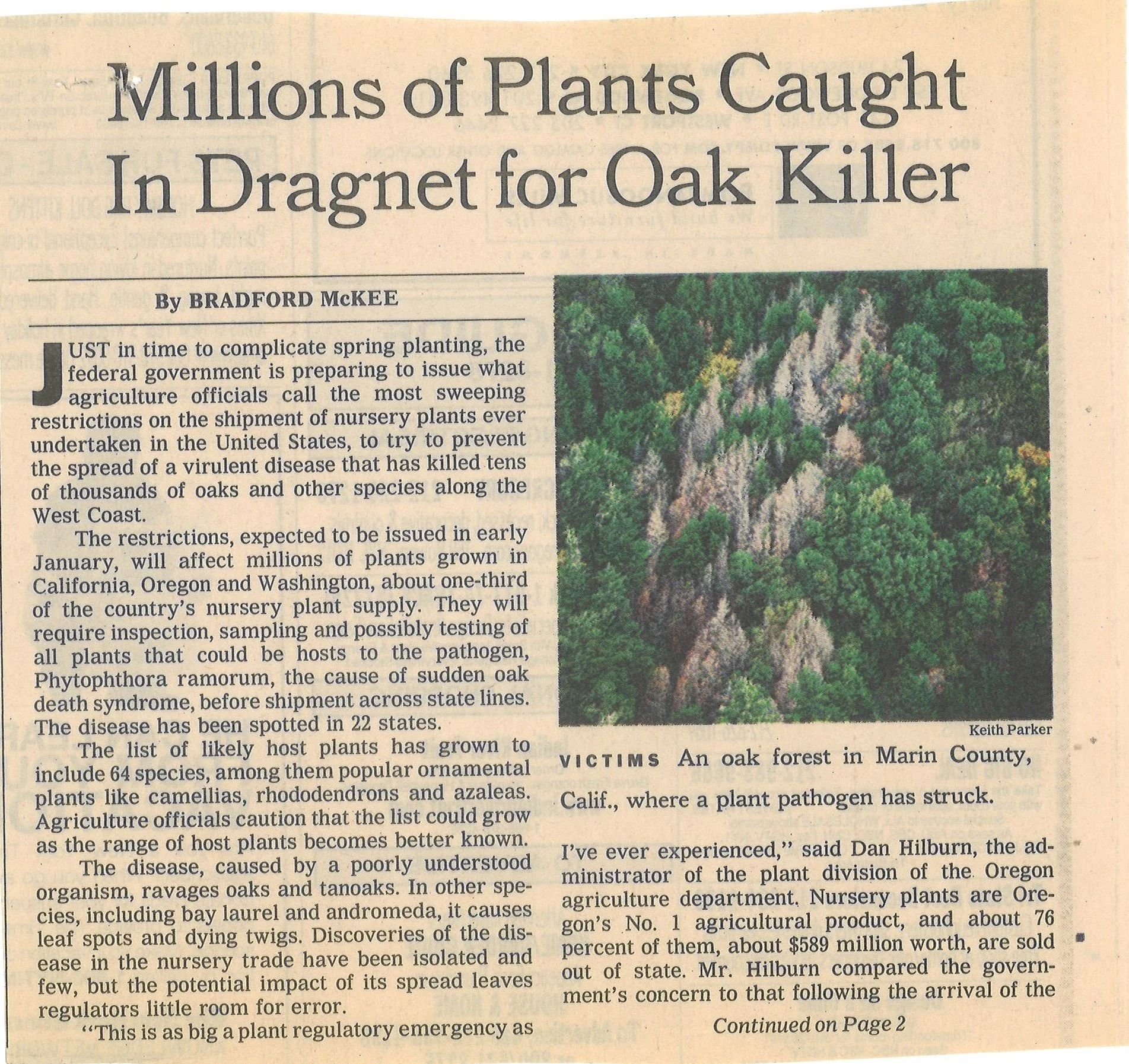 Millions of Plants Caught in Dragnet for Oak Killer