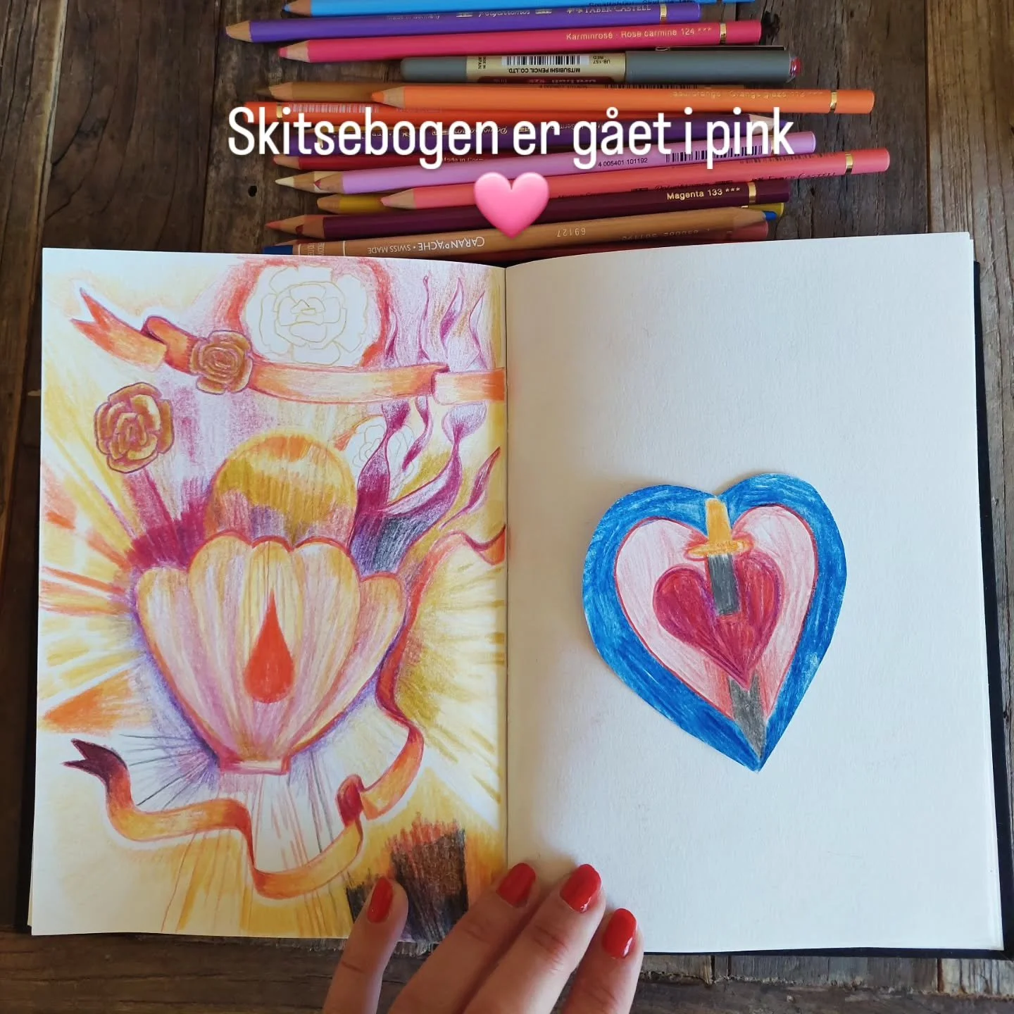 Jeg har fået nye farveblyanter og nu skal hele verden være pink. Det er måske en farve jeg har haft lidt tendens til at undgå, men nu føles den blød og tryg 🤓 🩷 og så får den mig til at lege igen -