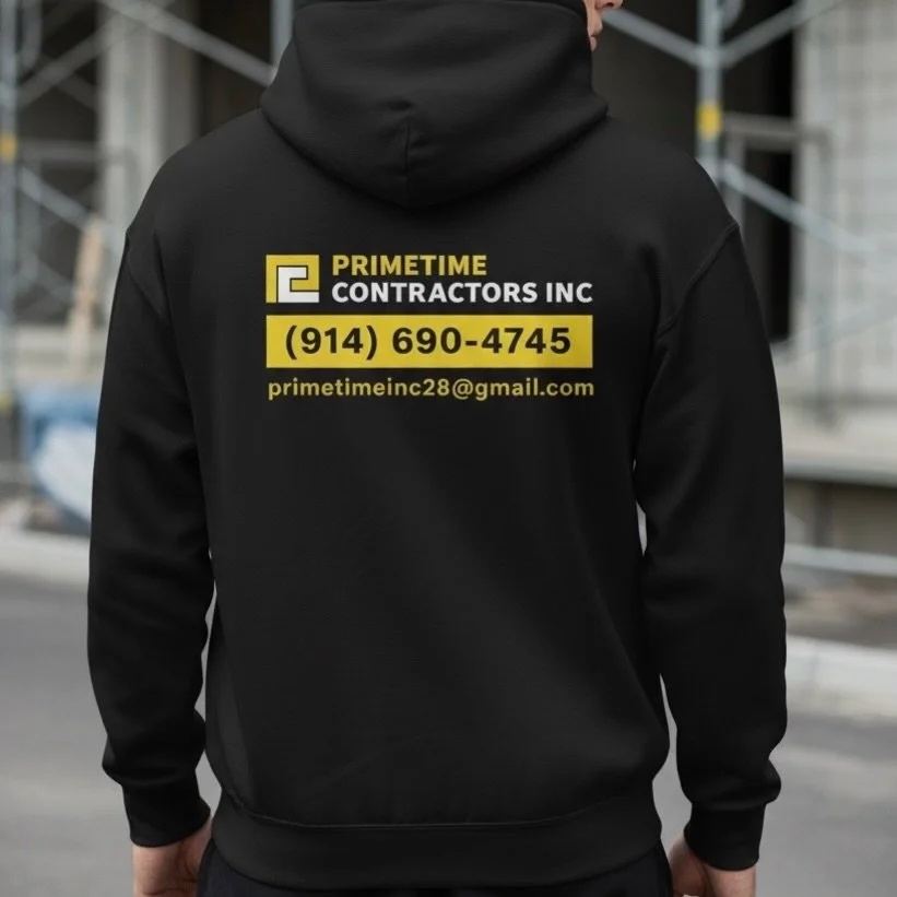 When your crew looks professional, your brand works overtime. Custom apparel done right for Primetime Contractors Inc.