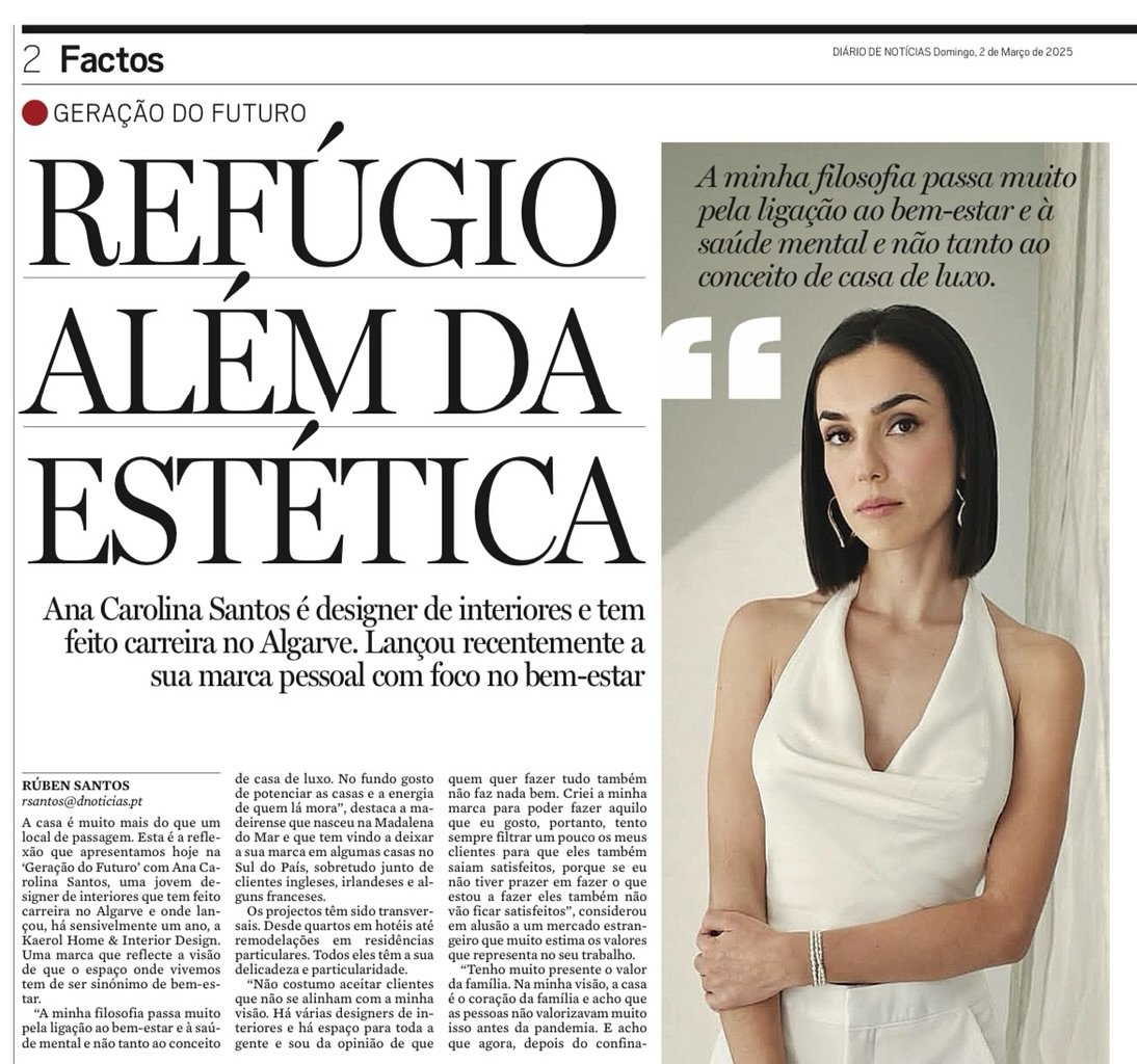 Making headlines in my hometown! 📰✨ Page 2 of @dnoticiaspt featuring Kaerol Home &amp; Interior Design. Grateful for all the love &amp; support 🤍

#interiors #interiordesigninspiration #newspaper #dn #diariodenoticias #diariodenoticiasdamadeira #ma