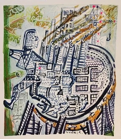 Stepping Out, 10 x 9 — Walking Woman Series, 2024