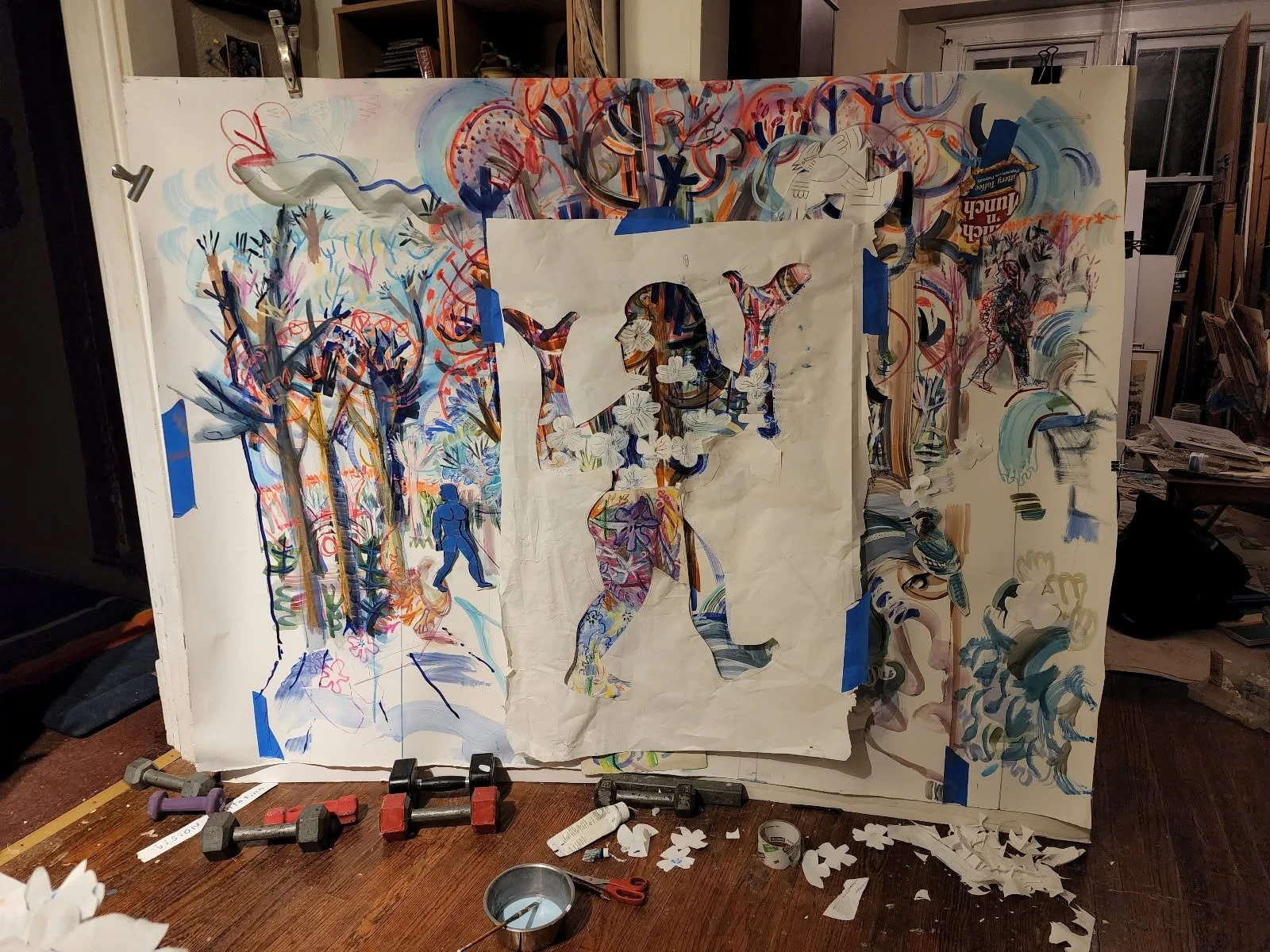 walking woman in Andrea's studio.
