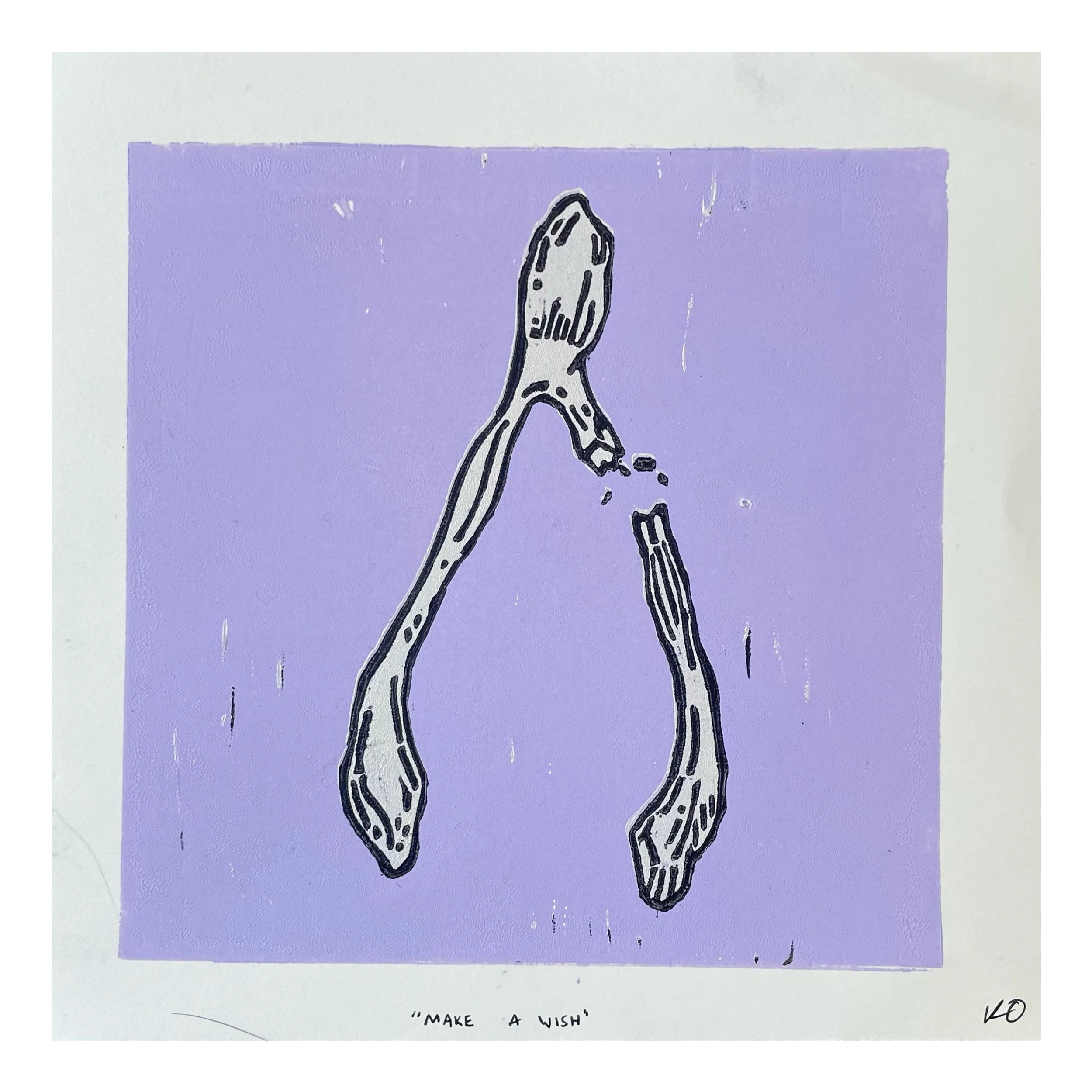 "Make a Wish" 2023, Linoleum Print