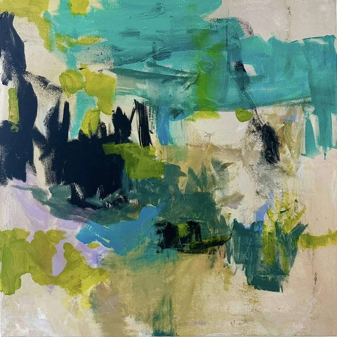 TEAL ABSTRACTION 20X20X1.5 OIL $600