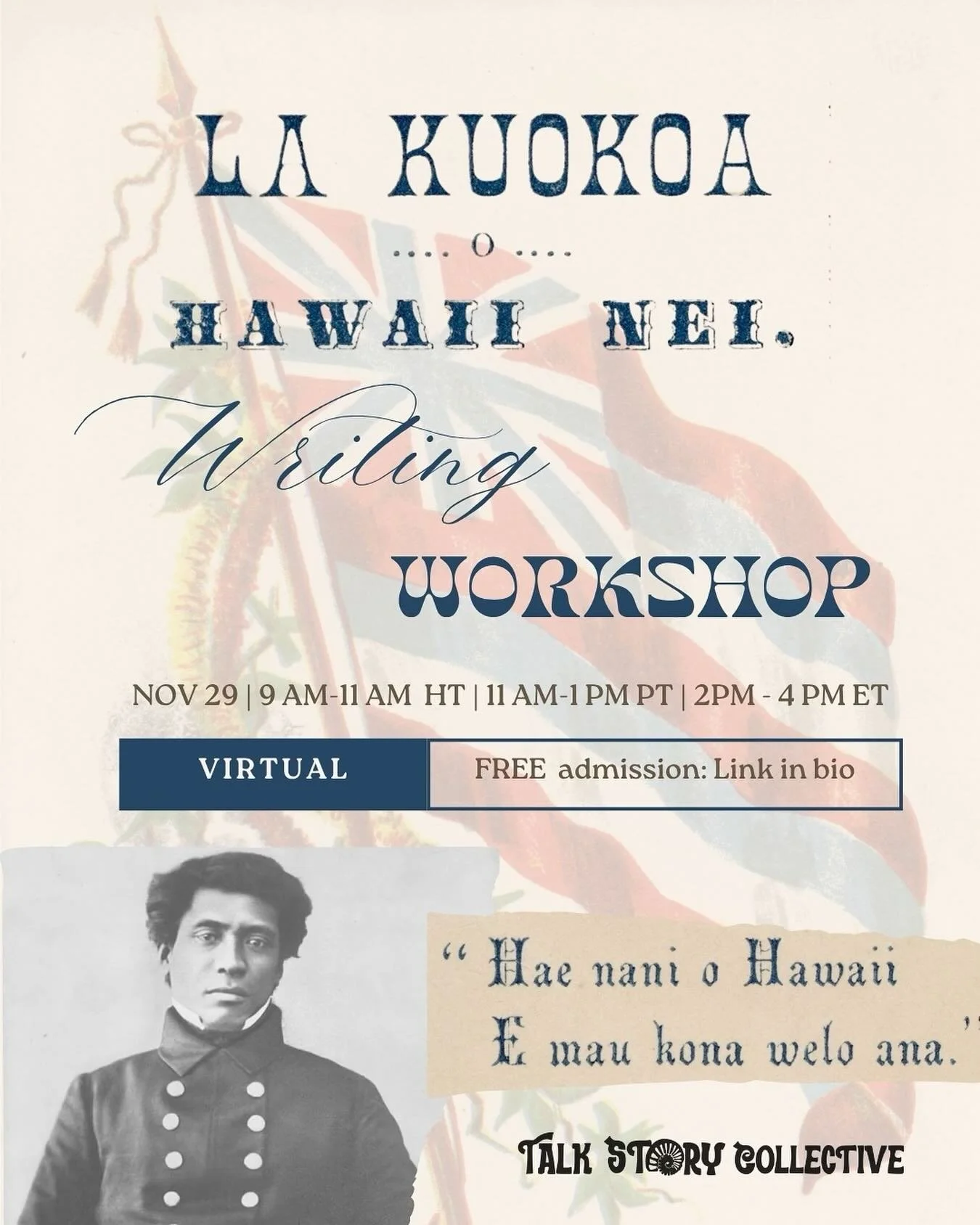 Lā Kūʻokoʻa approaches, and we wanna be in community about it.

A follow up to our La Ho&rsquo;i Ho&rsquo;i Ea workshop in July, this VIRTUAL workshop (our first virtual!!) will celebrate and explore sovereignty through Lā Kūʻokoʻa, Hawaiian Independ