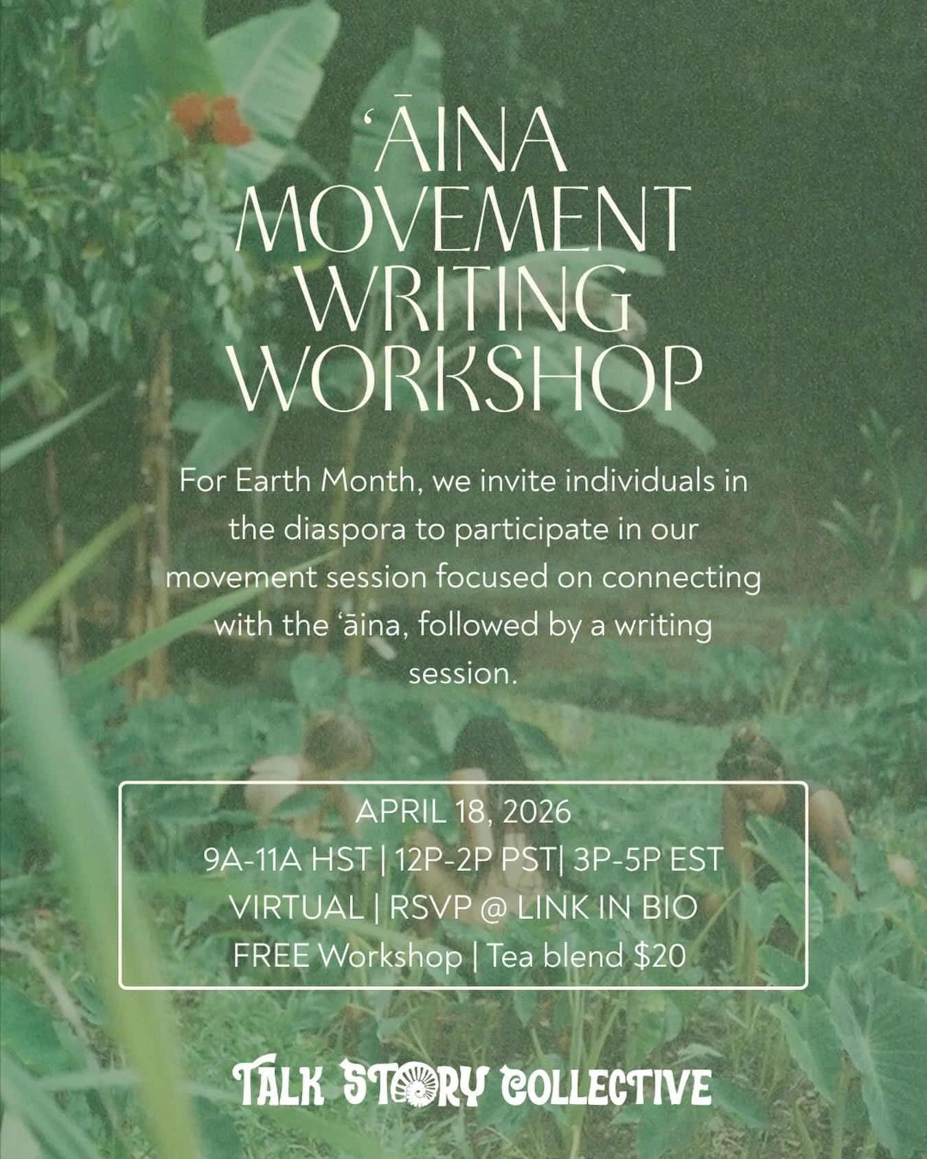 Join us for a special virtual writing workshop centered around Aloha &lsquo;Āina. We don&rsquo;t need to tell you why this feels especially heavy after the devastation of floods and heavy rainfall in pae &lsquo;āina. 

This workshop holds nourishing 
