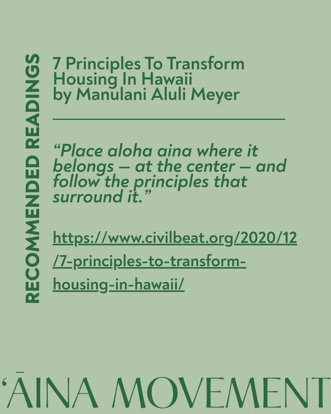 Virtual workshop is happening THIS SATURDAY! Recommended readings to get the creative juices flowing are here for you! 

Some of the questions I personally have been meditating on are: What would happen if we let aloha 'āina guide our lives? How woul