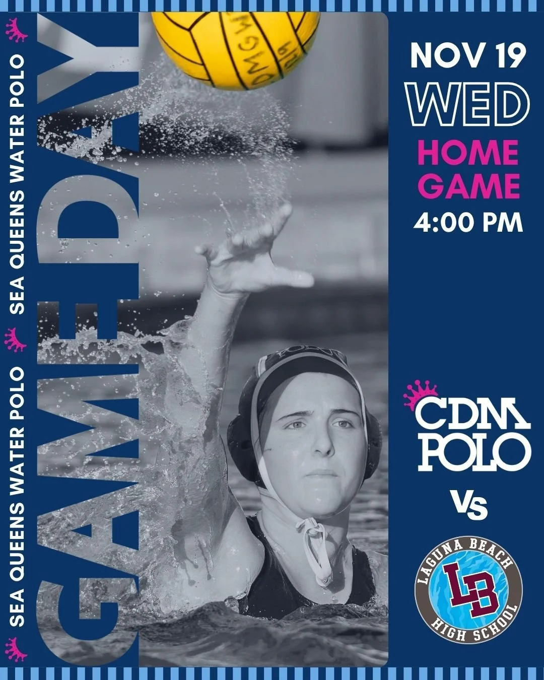Officially kicking off our season with a home game, CDM hosts Laguna Beach tomorrow at 4 pm. Be there! 

🗓️ Wednesday, 11/17
⏰ 4:00 PM
📍 CDM Pool