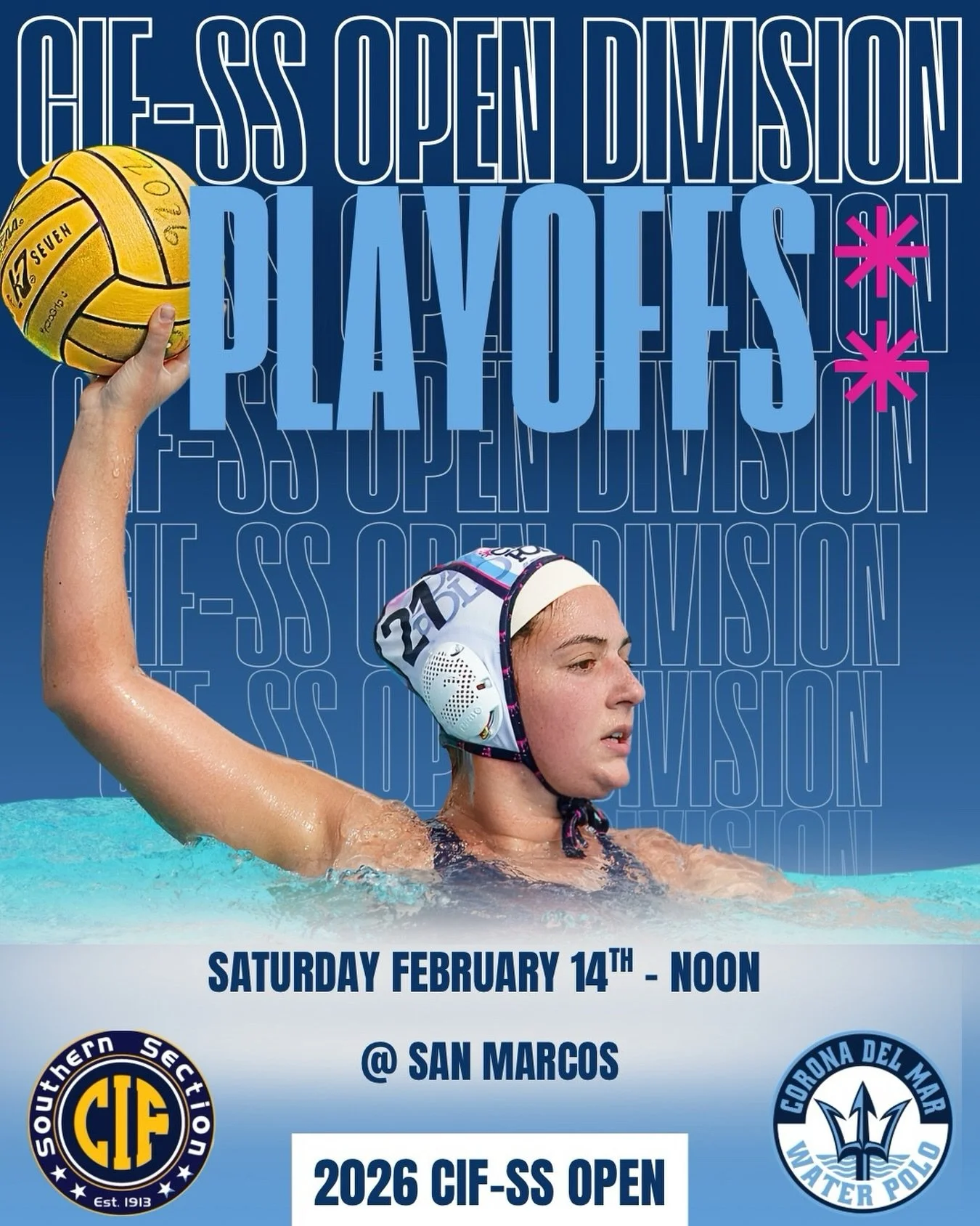CIF-SS Open Division playoffs roll on, with a crossover match versus San Marcos HS to qualify for semifinals. 

Root on your Sea Queens as they bring all the CDM love up to Santa Barbara this Saturday!

🗓️ Saturday, February 14❣️
⏰ Noon
📍 Santa Bar