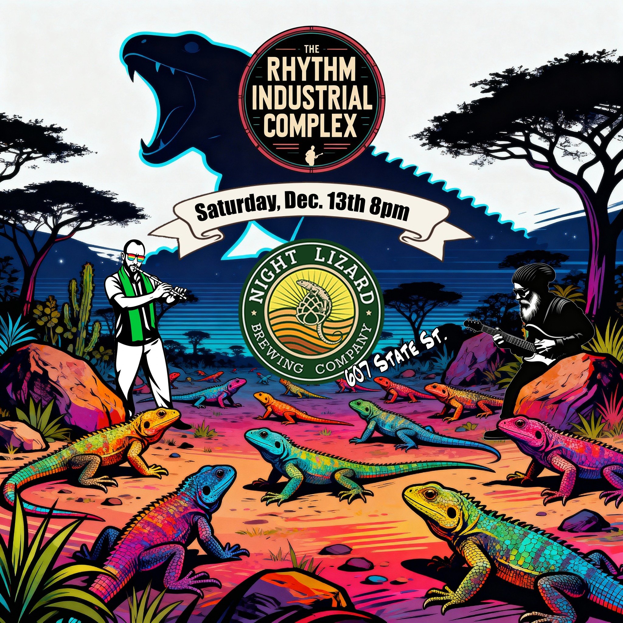 The Rhythm Industrial Complex is bringing its high-energy blend of afrobeat, funk, reggae, and Santa Barbara soul back to the heart of State Street. Cold pints. Irresistible rhythms. Good people. Come make a night of it at Night Lizard Brewing Compan