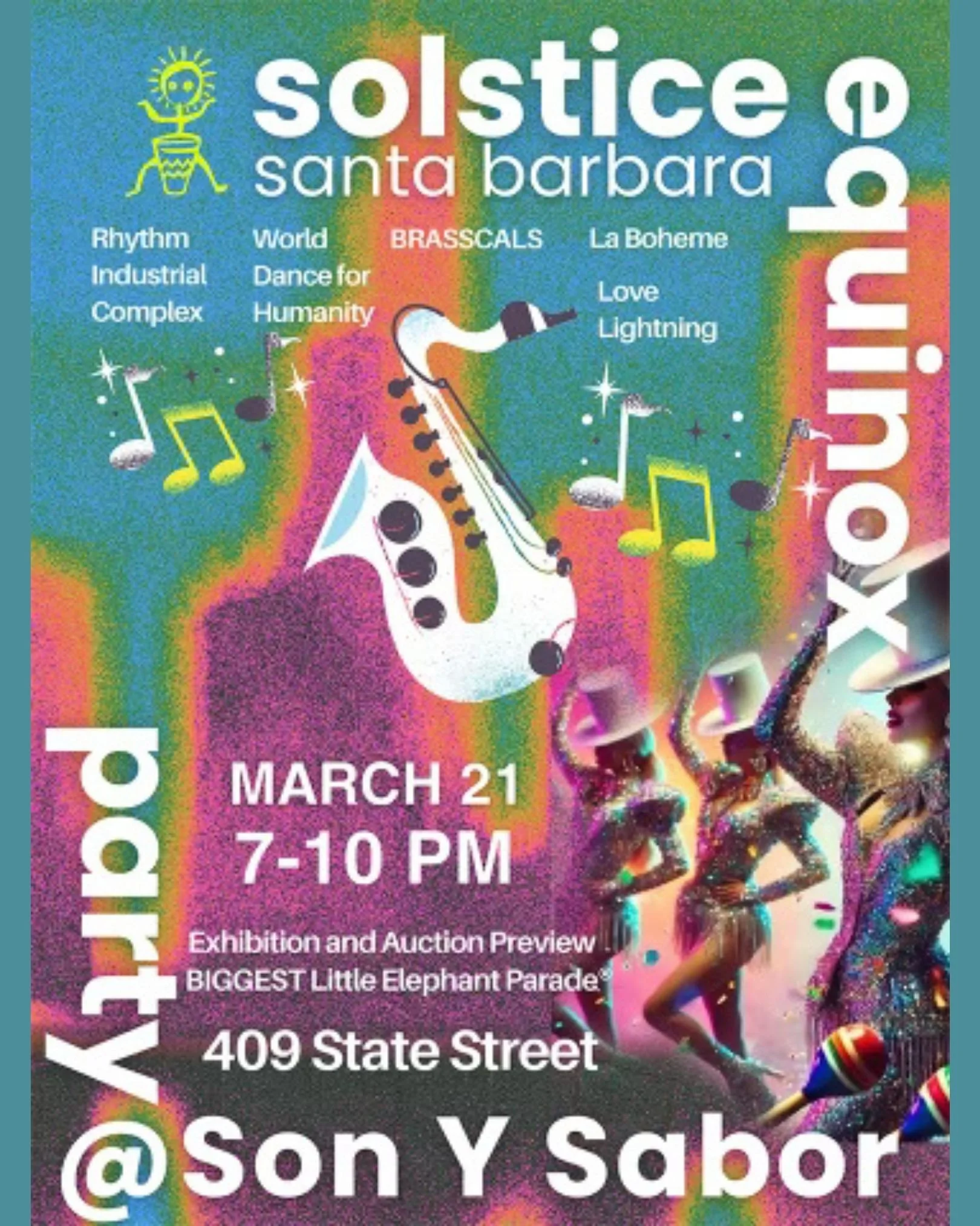 The Rhythm Industrial Complex will open the Solstice Equinox Party on Saturday, March 21 at Son y Sabor, with its signature blend of afrobeat, funk, and Santa Barbara soul.

TRIC takes the stage at 7 p.m., kicking off a night of dancing and celebrati