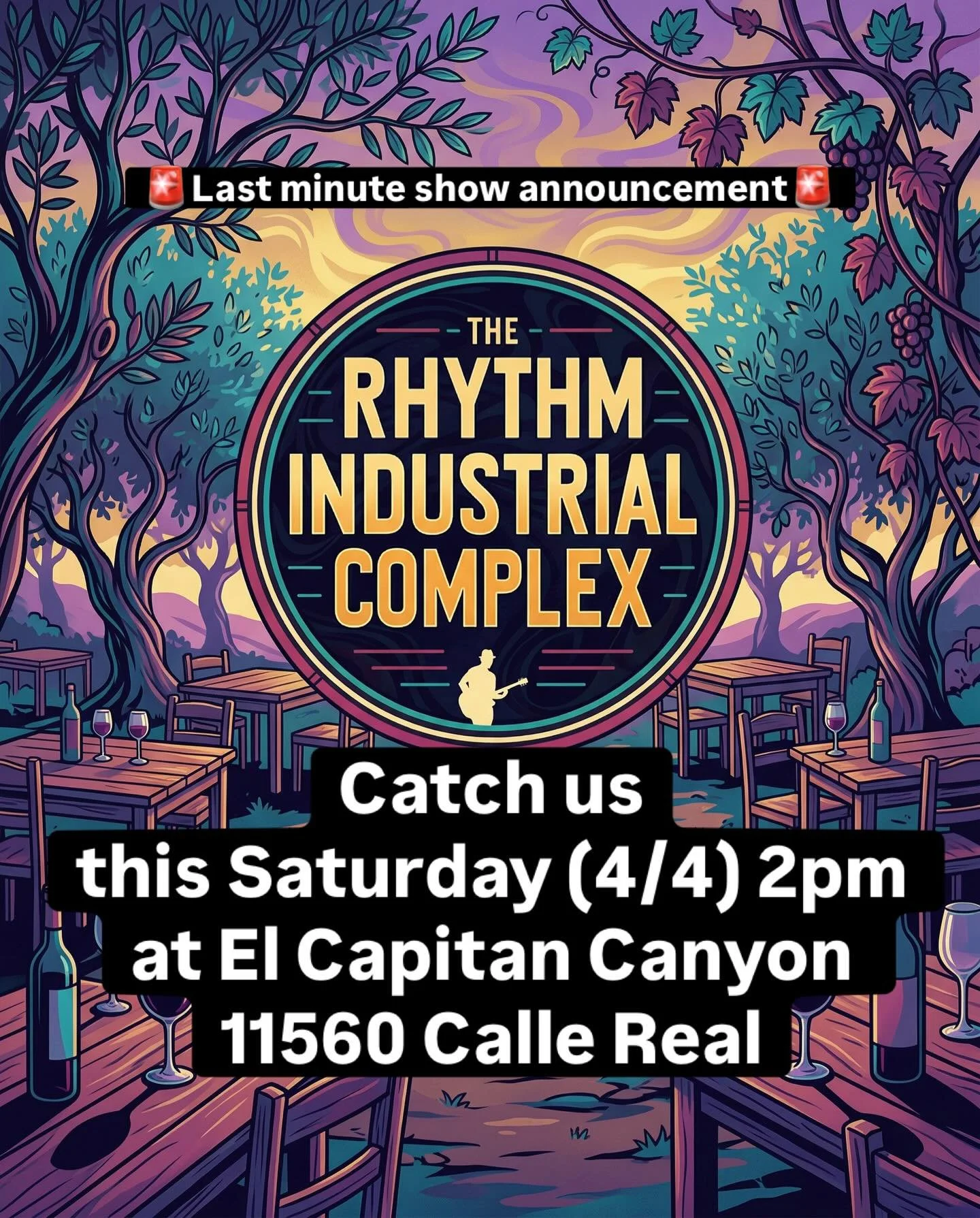 Catch TRIC this Saturday (4/4) 2pm at El Capitan Canyon resort (11560 Calle Real)! Admission is free, just mention at the gate that you are there to watch the show. You are also welcome to participate in a wine tasting with Santa Barbara Winery at th