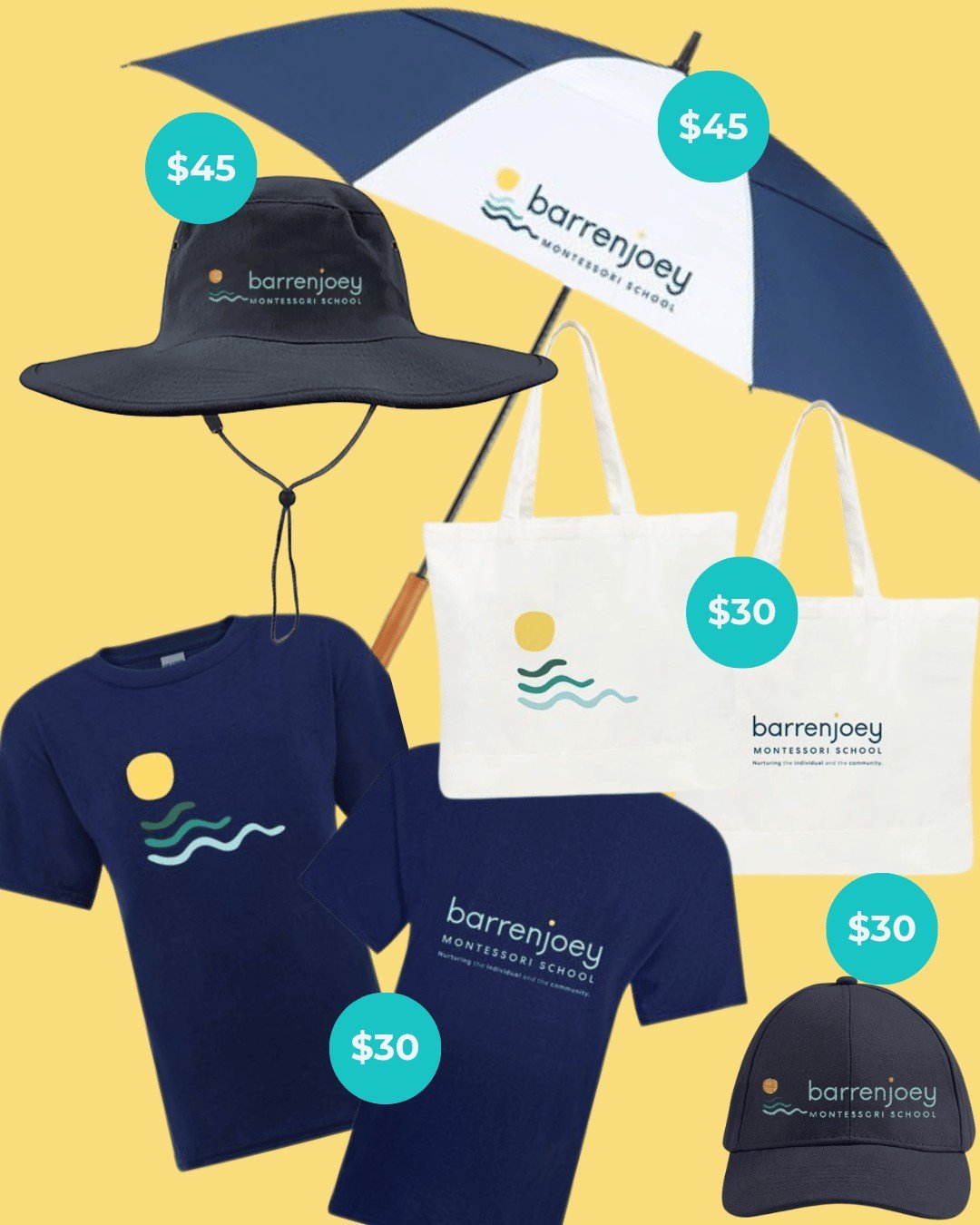 New Merchandise Available Now to Order (prices listed excl. GST):

- Baseball Cap $30
- Wide Brimmed Hat $45
- Children's T-Shirt $30
- Large Cotton Shopper Bag $30
- Golf Umbrella $45

Click on the link in the latest newsletter, or email us at info@